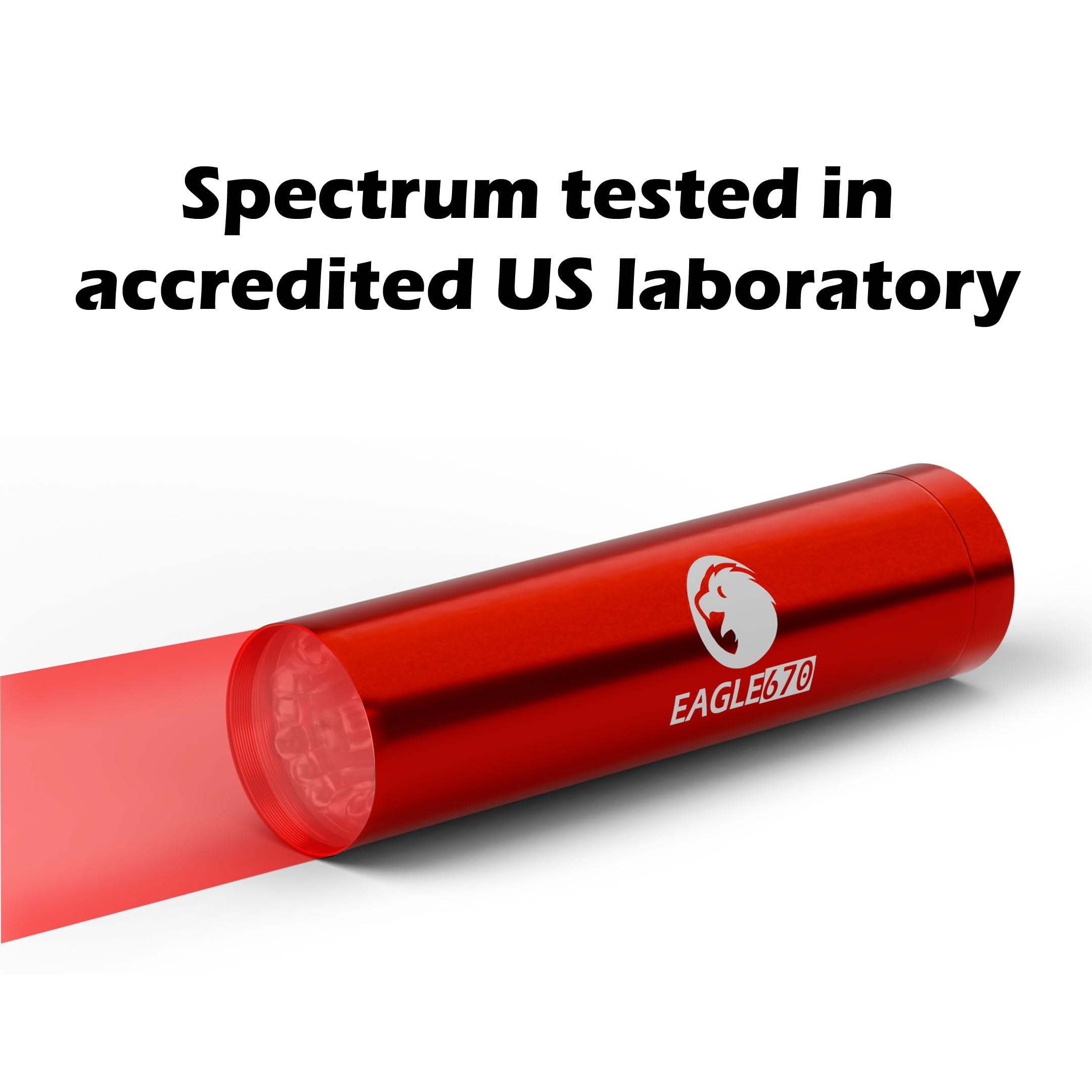 Eagle670 New Version! 670 nm Deep Red LED Light 8mW/cm2 | USA Lab Verified 670nm Flashlight (670 nm LED) w/Spacing Tube | Red Light Therapy 670 nanometers | Easy on The Eyes - no Blue Light