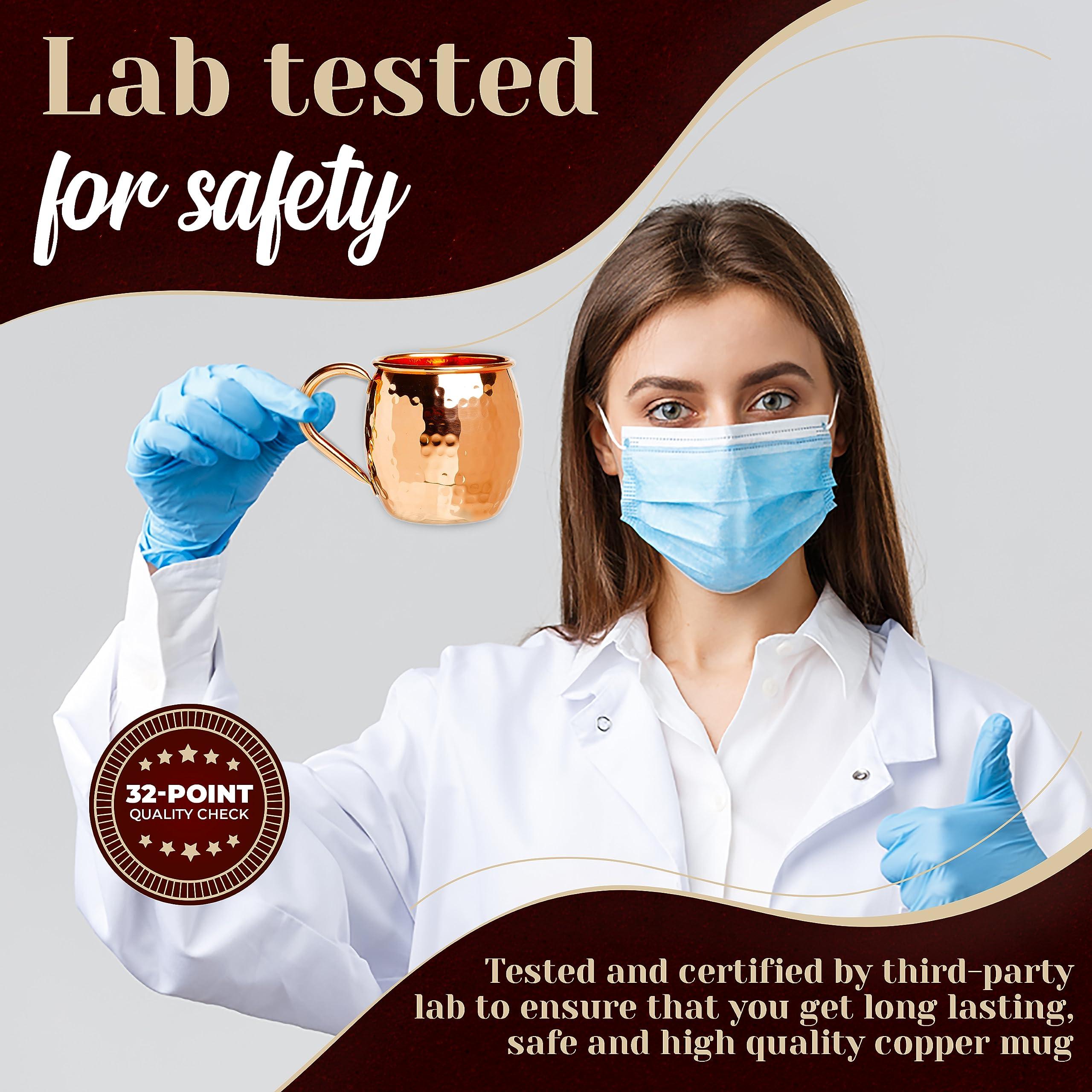 Advanced Mixology Advanced Mixology [Gift Set] Mule Science Moscow Mule Mugs Set of 4 (19 oz. large size) | 100% Handcrafted | Food Safe | Copper Mugs w/Accessories | Tarnish Resistant Copper Cups