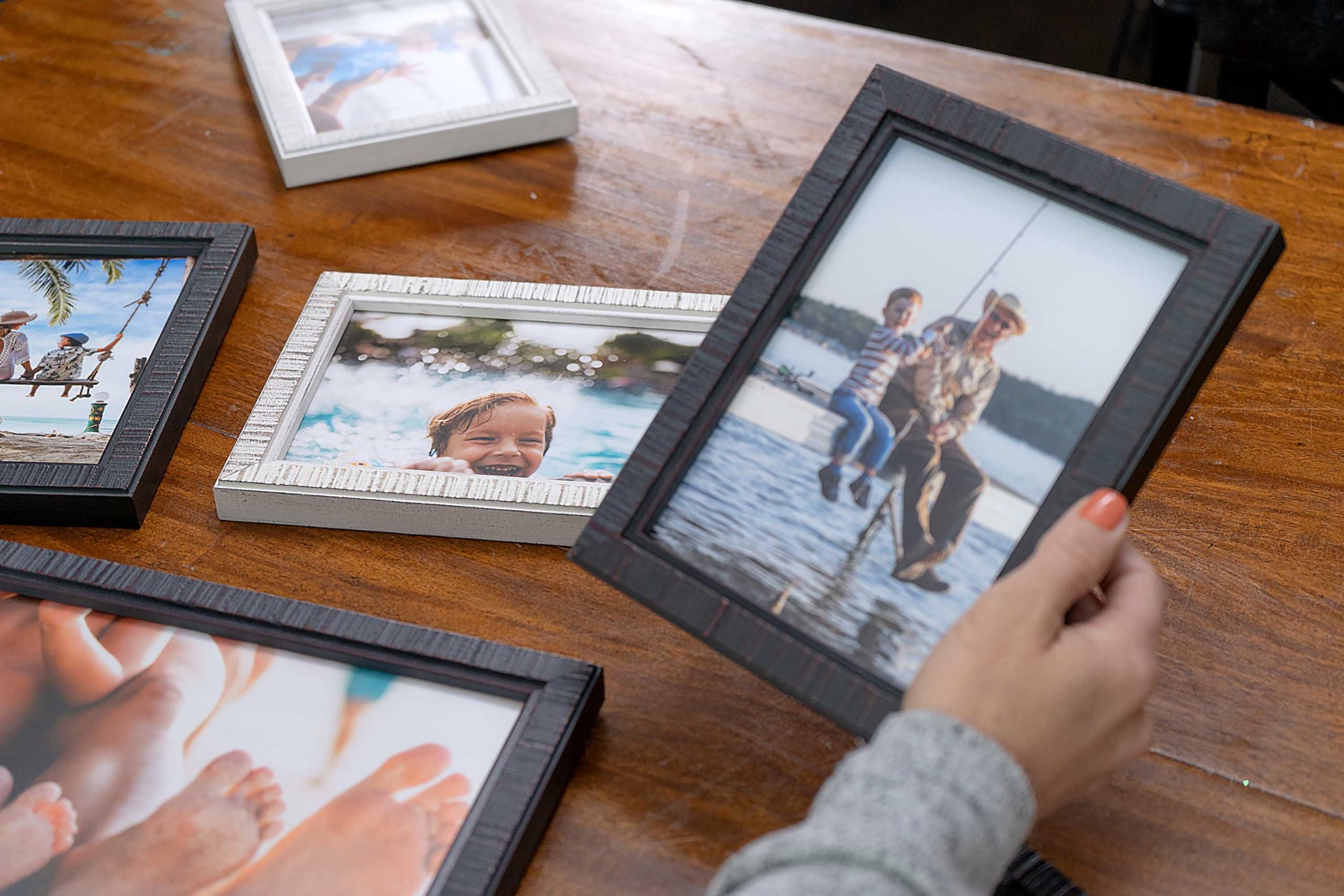 CustomPictureFrames.com 26x23 Rustic Brown Real Wood Picture Frame Width 0.75 Inches | Interior Frame Depth 0.5 Inches | Kingsley Brown Distressed Photo Frame Complete with UV Acrylic, Foam Board Backing & Hanging Hardware