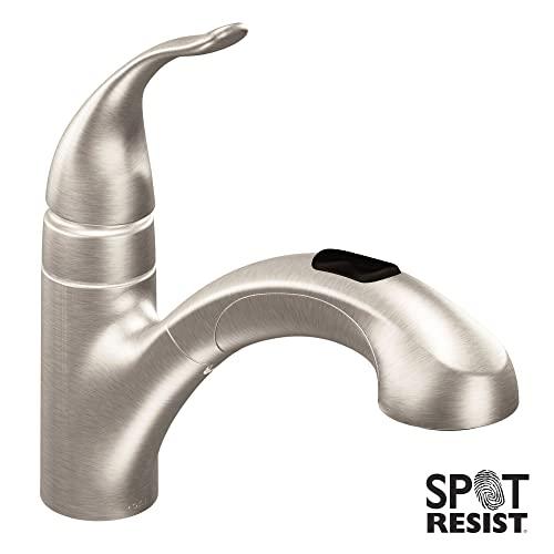 Moen Moen Integra Spot Resist Stainless One-Handle Pullout Kitchen or Laundry Faucet Featuring Power Clean with Optional Deckplate, 67315SRS
