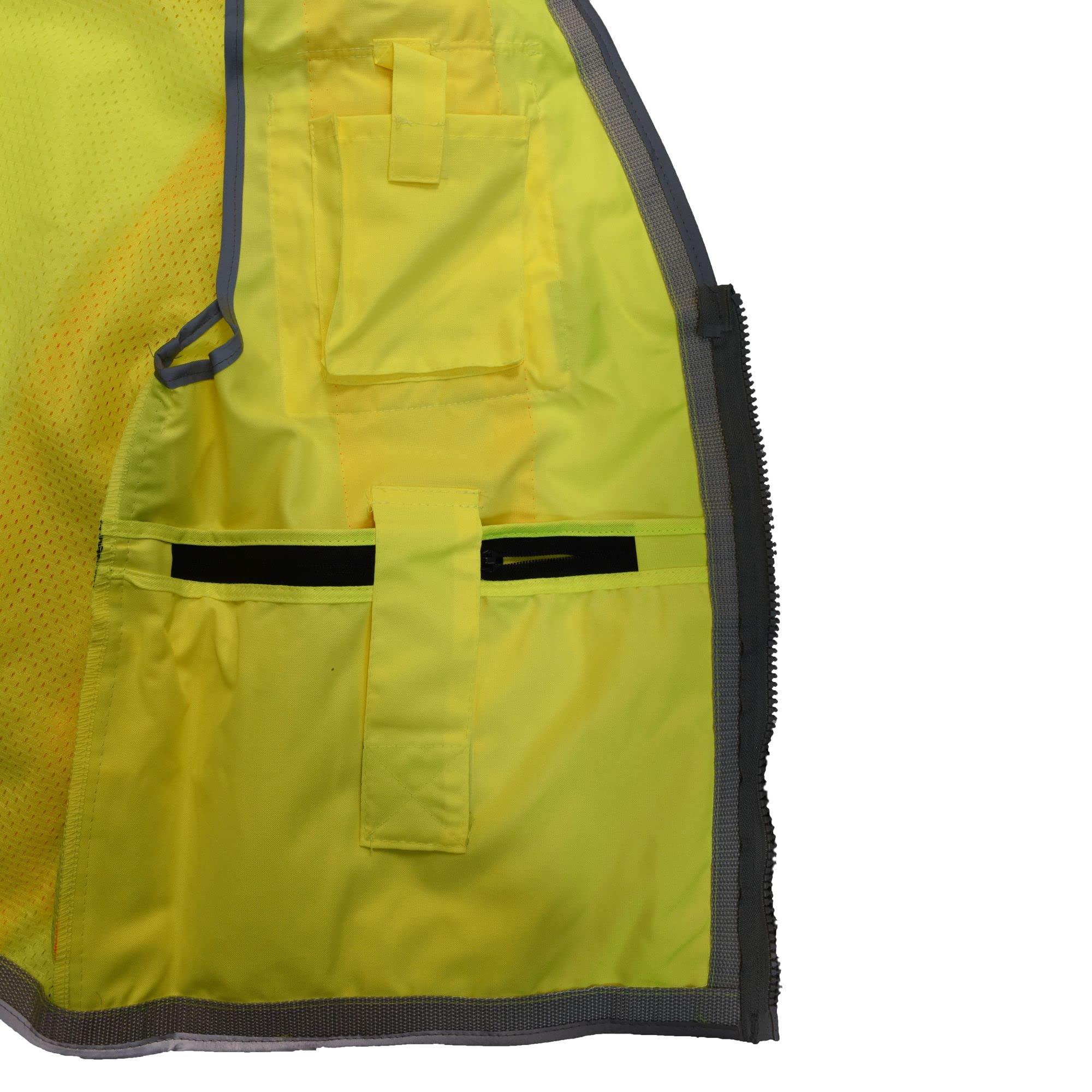 Radians Radians SV55 Class 2 Heavy Woven Two Tone Engineer Vest with Padded Neck to Support Extra Weight in Cargo Pockets, Green, X-Large