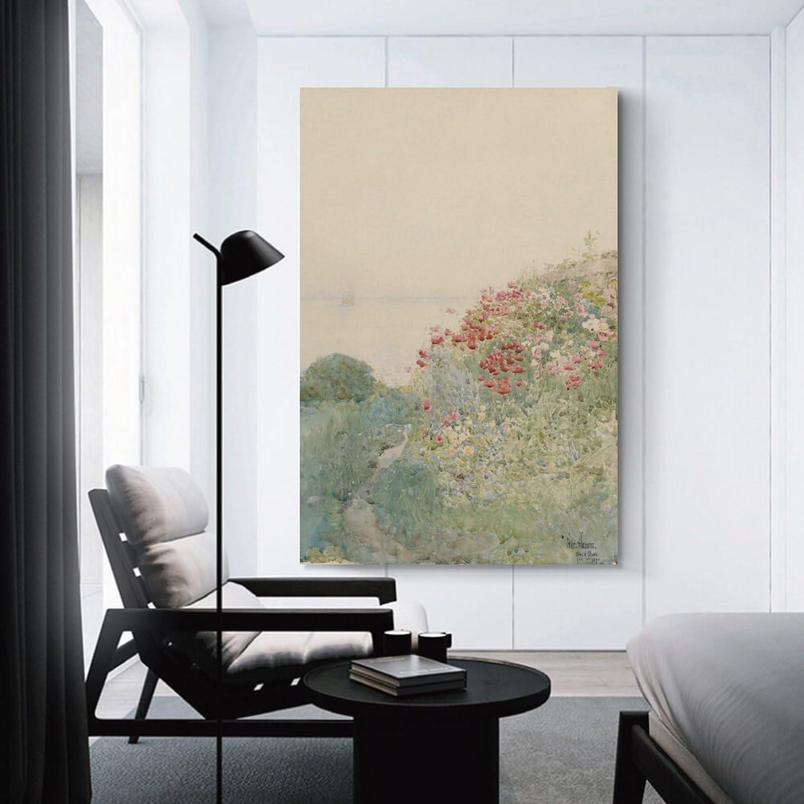 Generic Frederick Childe Hassam Field of Poppies Isles Of Shoals Painting On Canvas Wall Art Poster Scroll Picture Print Living Room Walls Decor Home Posters 20x30inch(50x75cm)