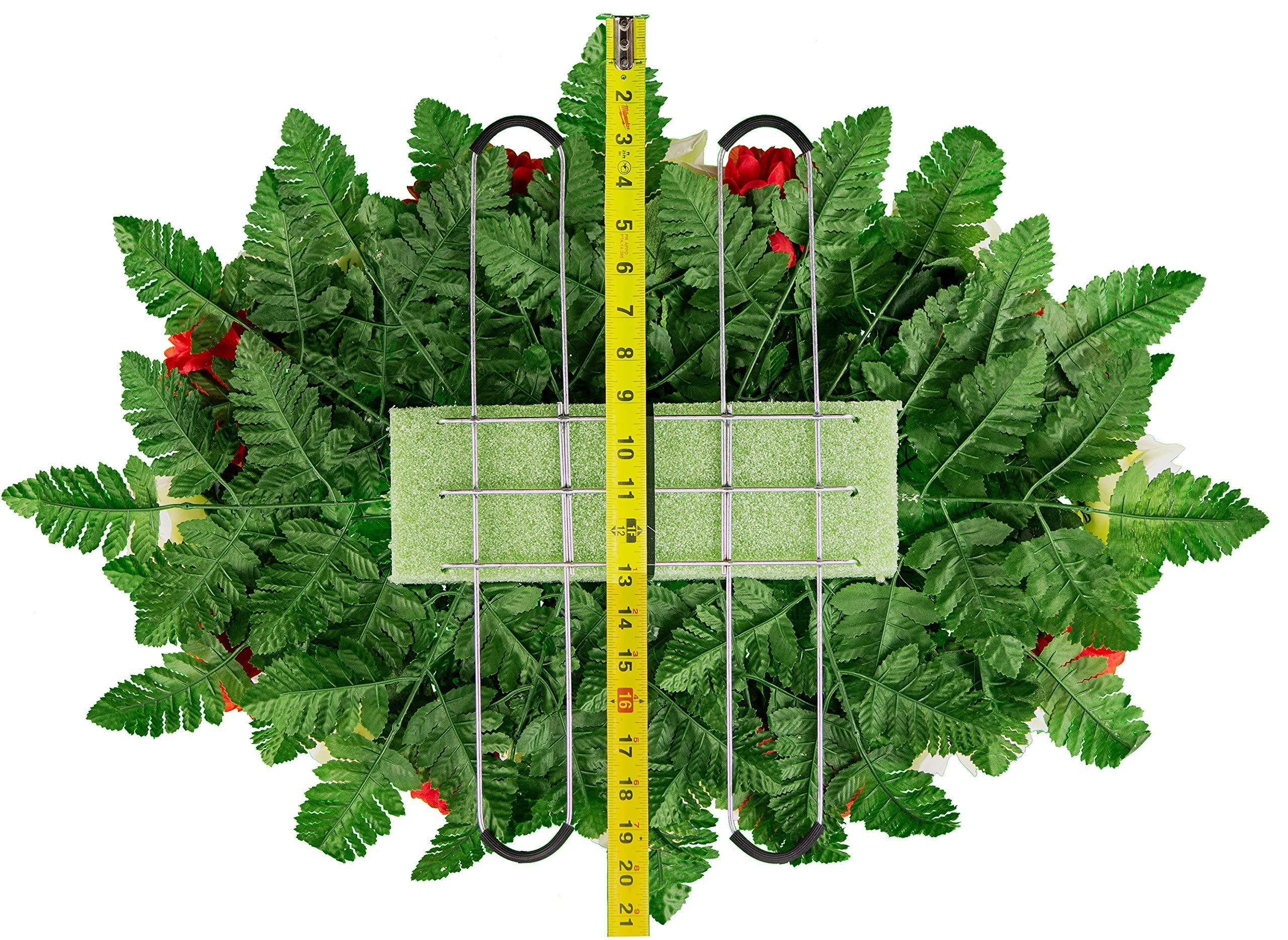 Sympathy Silks Sympathy Silks Artificial Cemetery Flowers Realistic Vibrant Roses, Outdoor Grave Decorations - Non-Bleed Colors, and Easy Fit - 2 Blue Mum and Yellow Rose Bouquets & 1 Saddle