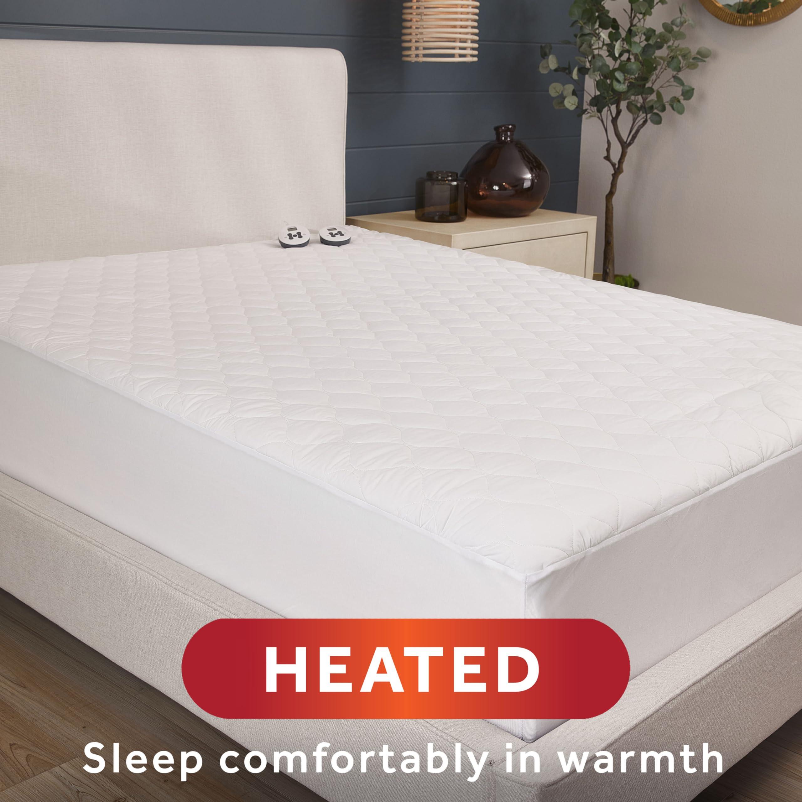 Sunbeam Sunbeam King Size Electric Heated Mattress Pad, 12 Heat Settings, 12hr Auto Shut-Off, Fast Heating, Machine Washable
