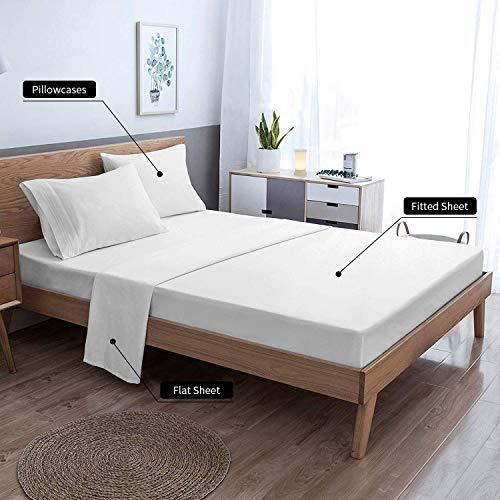 Mejoroom Mejoroom Queen Sheet Set - Hotel Luxury 1800 Bedding Sheets & Pillowcases - Deep Pocket Fitted Sheet, Hypoallergenic, Wrinkle& Breathable, Fade Resistant - 4 Piece (Queen,White)