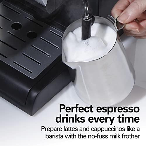 Hamilton Beach Hamilton Beach 15 Bar Espresso Machine, Cappuccino, Mocha, & Latte Maker, with Milk Frother, Make 2 Cups Simultaneously, Works with Pods or Ground Coffee, 50 oz. Water Reservoir, Black