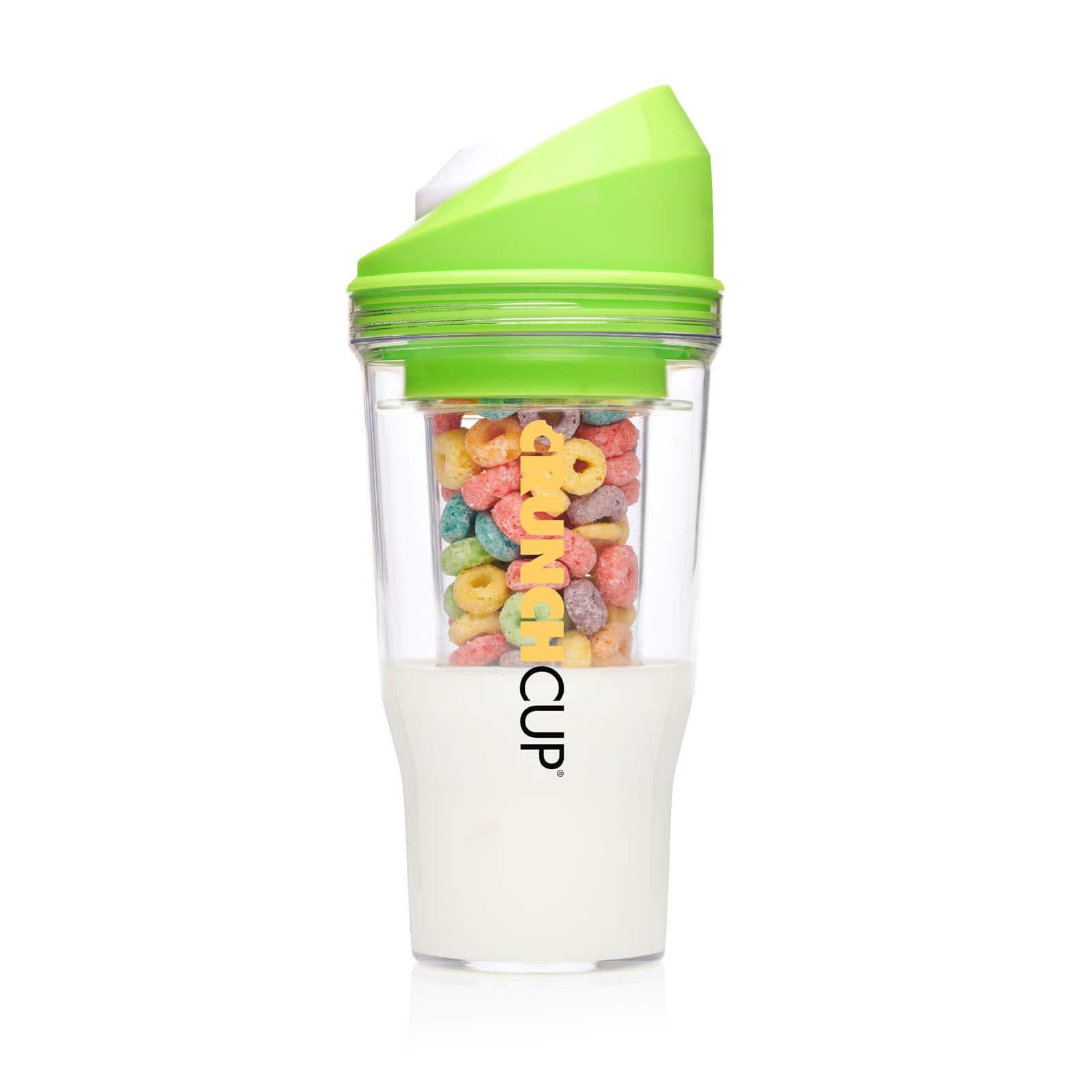 CRUNCHCUP CRUNCHCUP XL - Portable Plastic Cereal Cups for Breakfast On the Go, To Go Cereal and Milk Container for your favorite Breakfast Cereals, No Spoon or Bowl Required (Green)