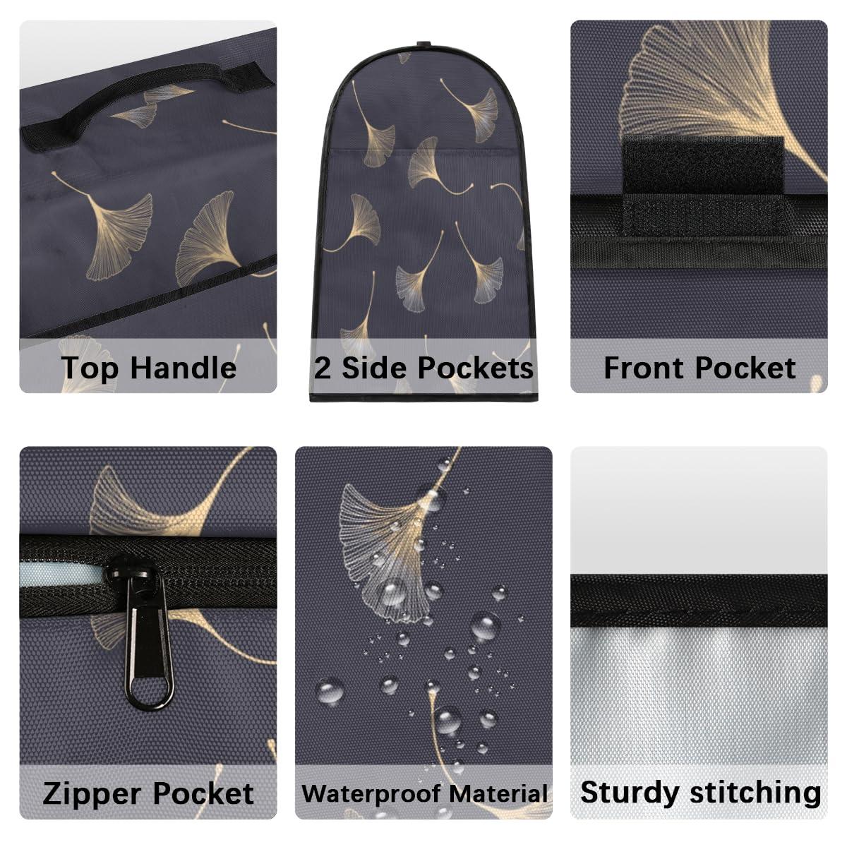 Tavisto Leaf Art Stand Mixer Cover Kitchen Dust-Proof Mixer Cover Compatible with 6-8 Quarts Golden Gray Kitchen Aid Stand Mixer Waterproof Storage Cover with Handle and Pockets