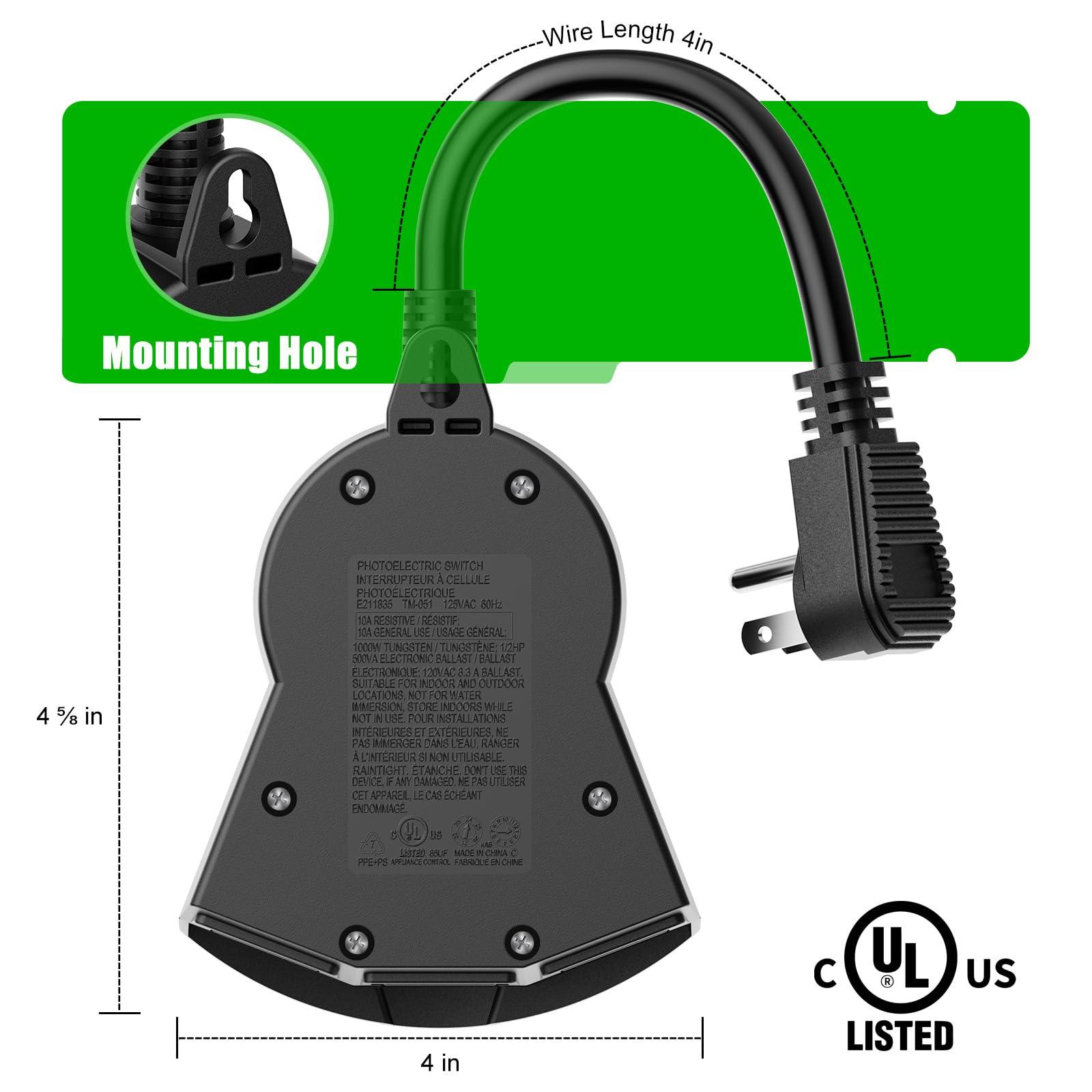 Brightown Outdoor Light Timer Waterproof, 24 Hours Plug in Timer with 2, 4, 6 or 8 Hours Countdown Mode, 3 Grounded Electrical Outlet for Outdoor Backyard Garden Patio Lights