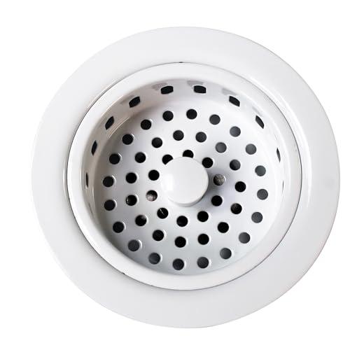 Westbrass Westbrass D214-50 3-1/2" Post Style Large Kitchen Sink Basket Strainer, 1-Pack, Powder Coat White