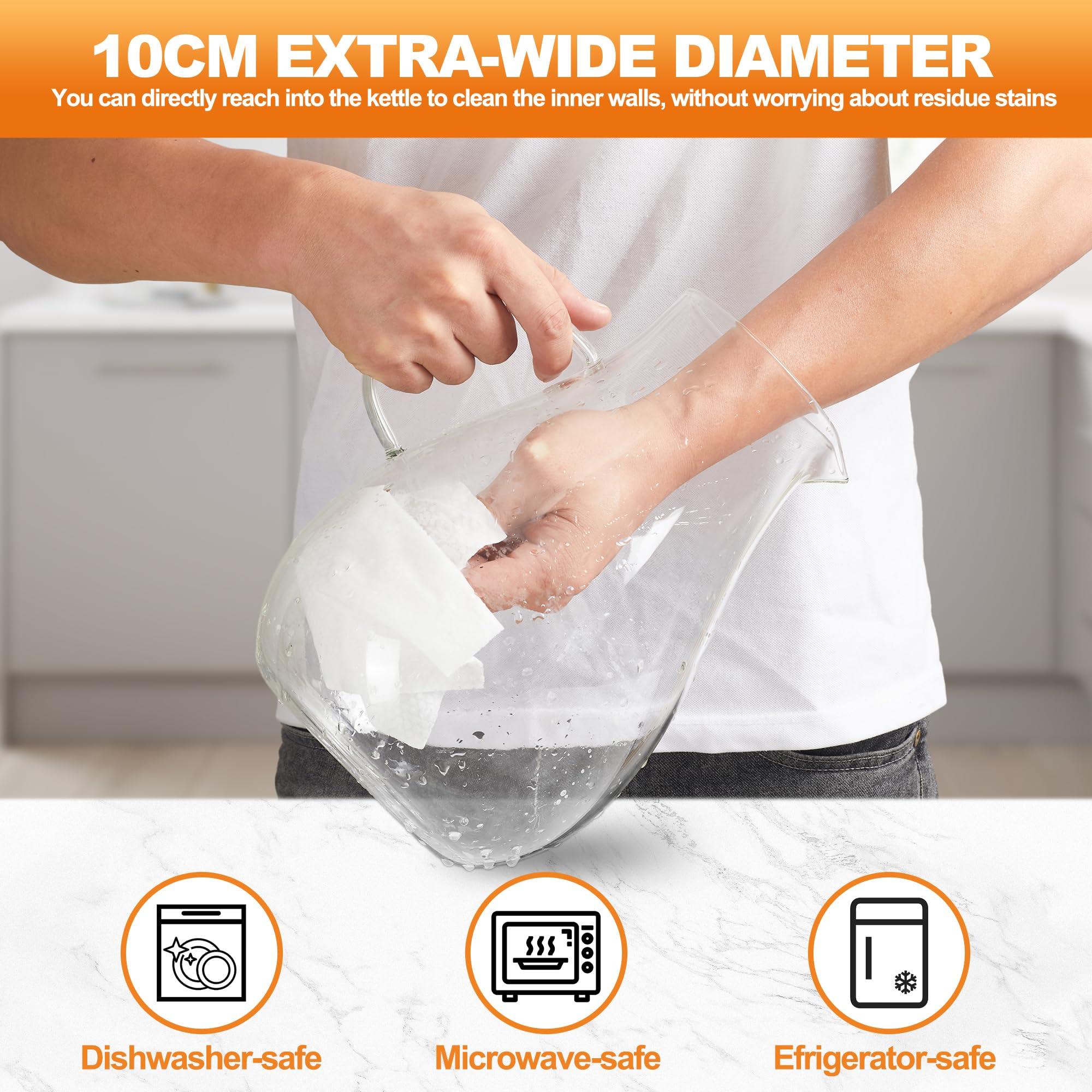 Liuruiyu Glass Pitcher with Lid,1 Gallon Glass Water Pitcher Hot/Cold Water Jug, Juice and Iced Tea Beverage Carafe with Lid (Extra-Wide Mouth)