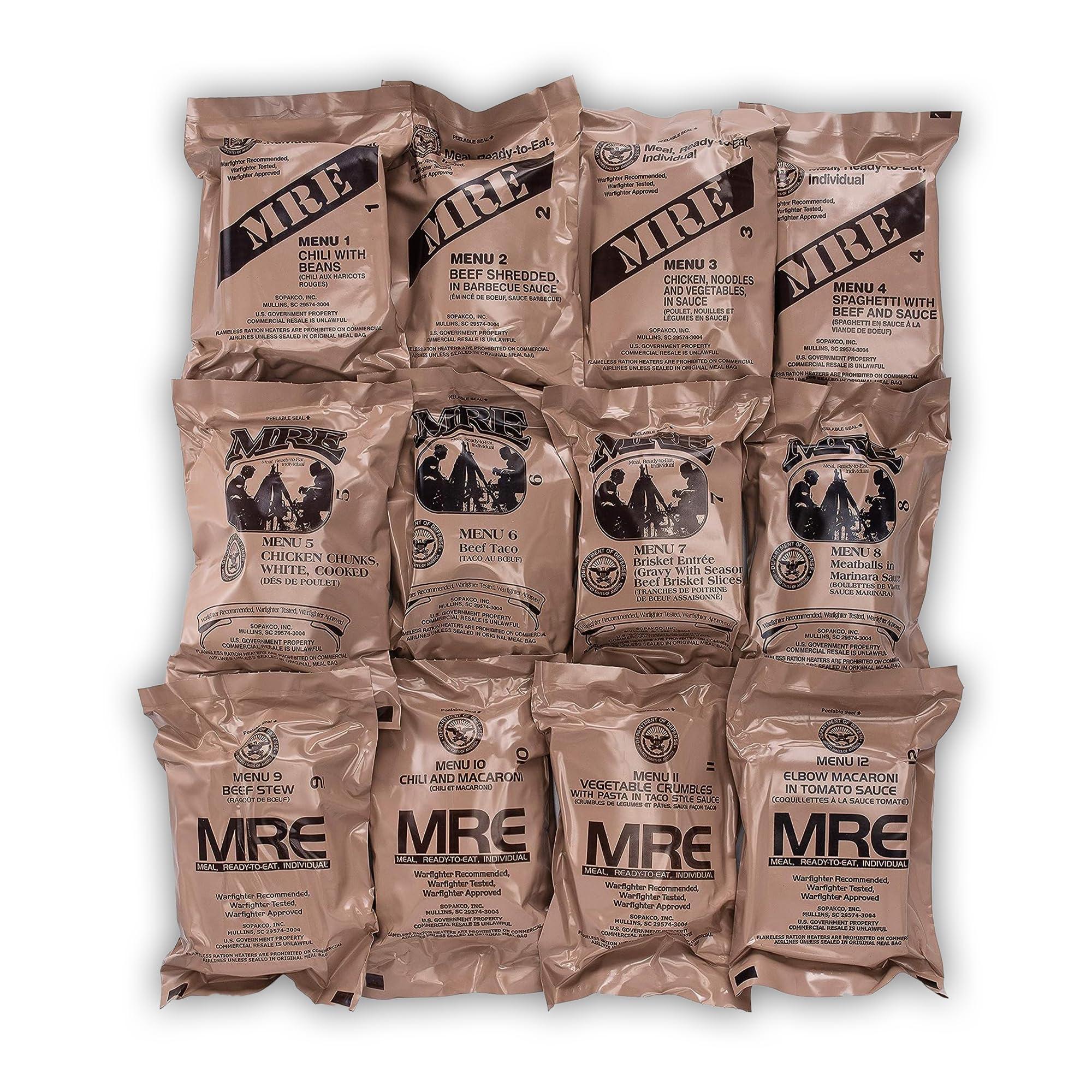 Sopakco Sopakco 12ct US Military Surplus MRE Meals Ready to Eat 2021 Inspect A Case Menus 1-12