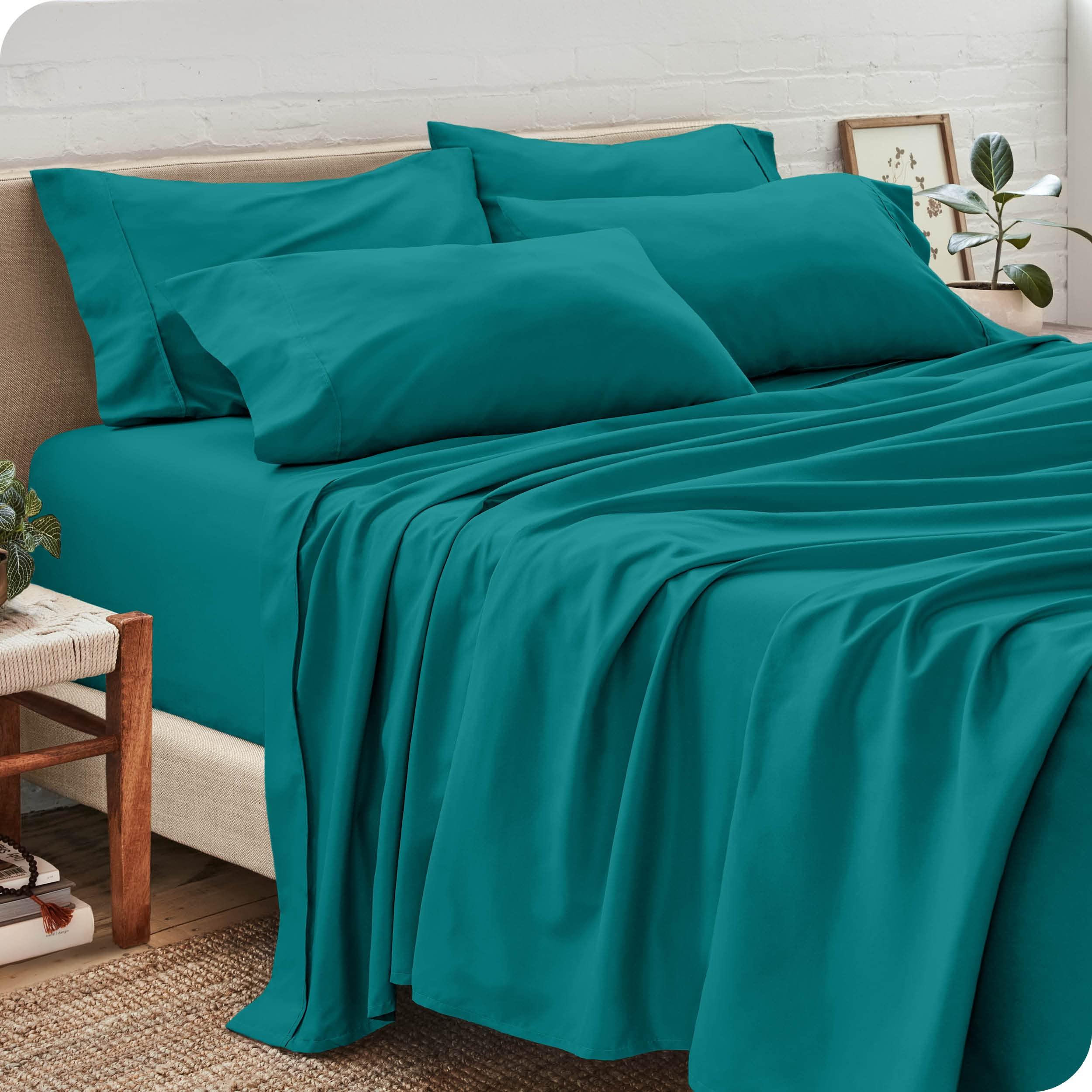 Sajida Cotton Bedding Bedding Sheets California King Size 6 Piece 1000 Thread Count 100% Egyptian Cotton Teal Green Sheet Set with 19 Inches Deep Pocket Wrinkle & Fade Resistant