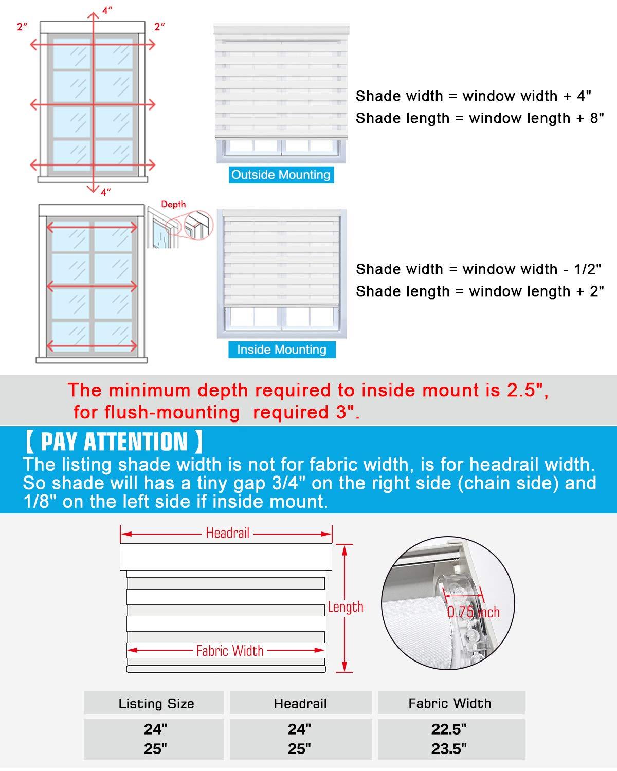 getopblinds Custom Size Blackout Zebra Blinds for Room Darkness - Horizontal Window Blinds and Shades - Roller Shades - Easy to Install.[95% Darkness Grey, Size 53" W x 76" H]