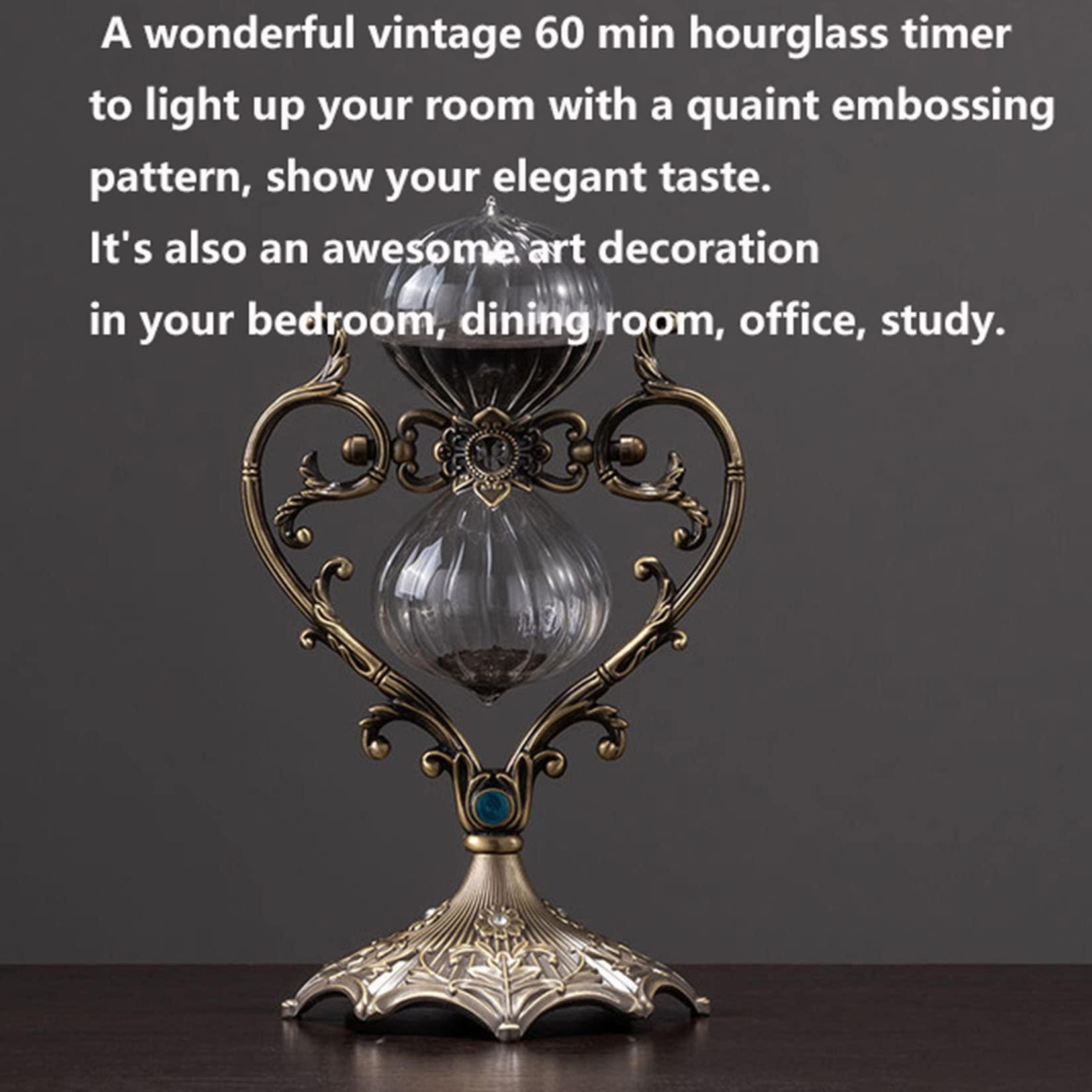 Jayiaine Hourglass Sand Timer 30/60 Minutes, Sand Clock Sand Watch Metal Rotating Sandglass Timer Sand for Christmas Gifts Wedding Home Desk Office Classroom Decor,Black 60min