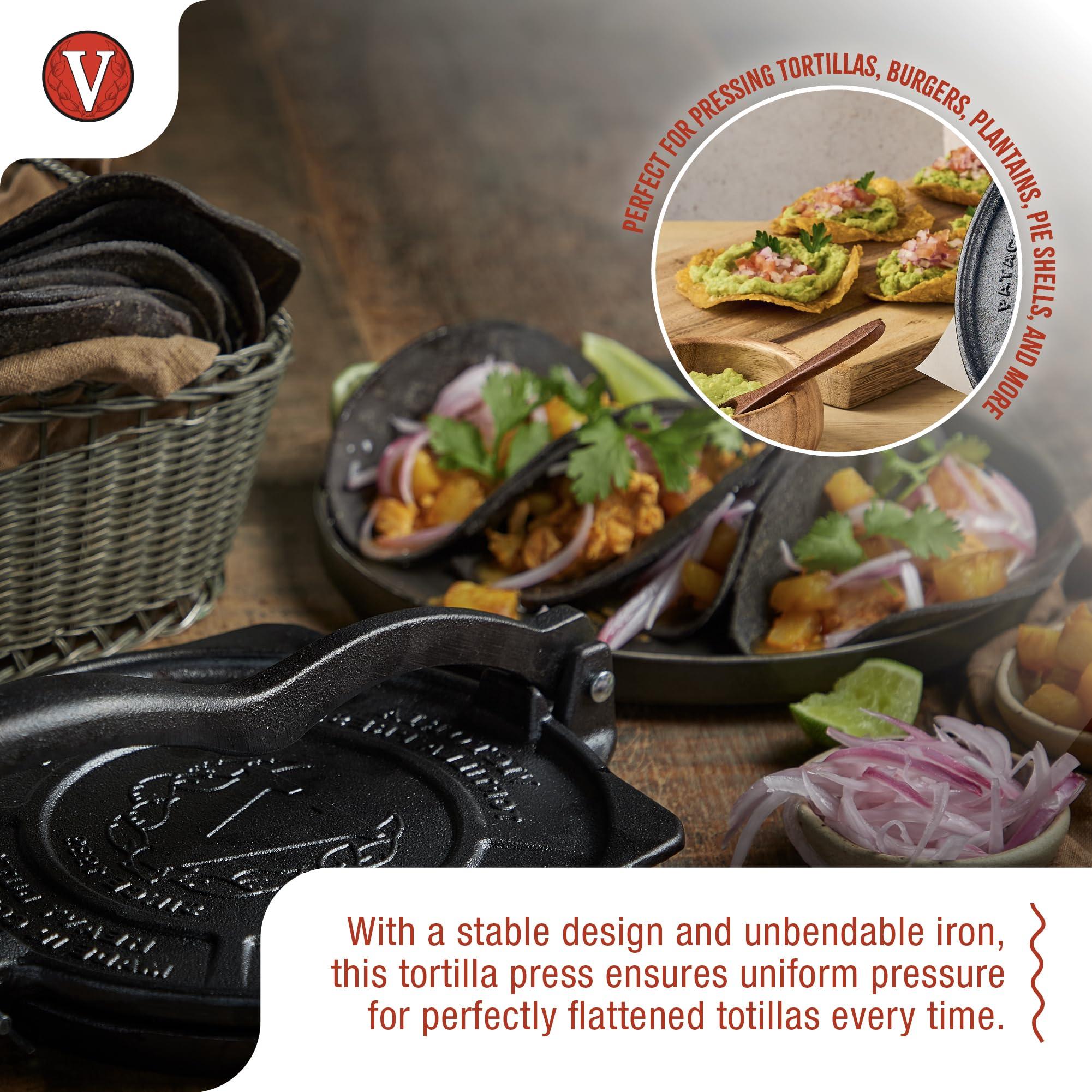 Victoria Victoria 8-Inch Commercial-Grade Cast-Iron Tortilla Press, Made from Super-Durable HD Iron, Made in Colombia
