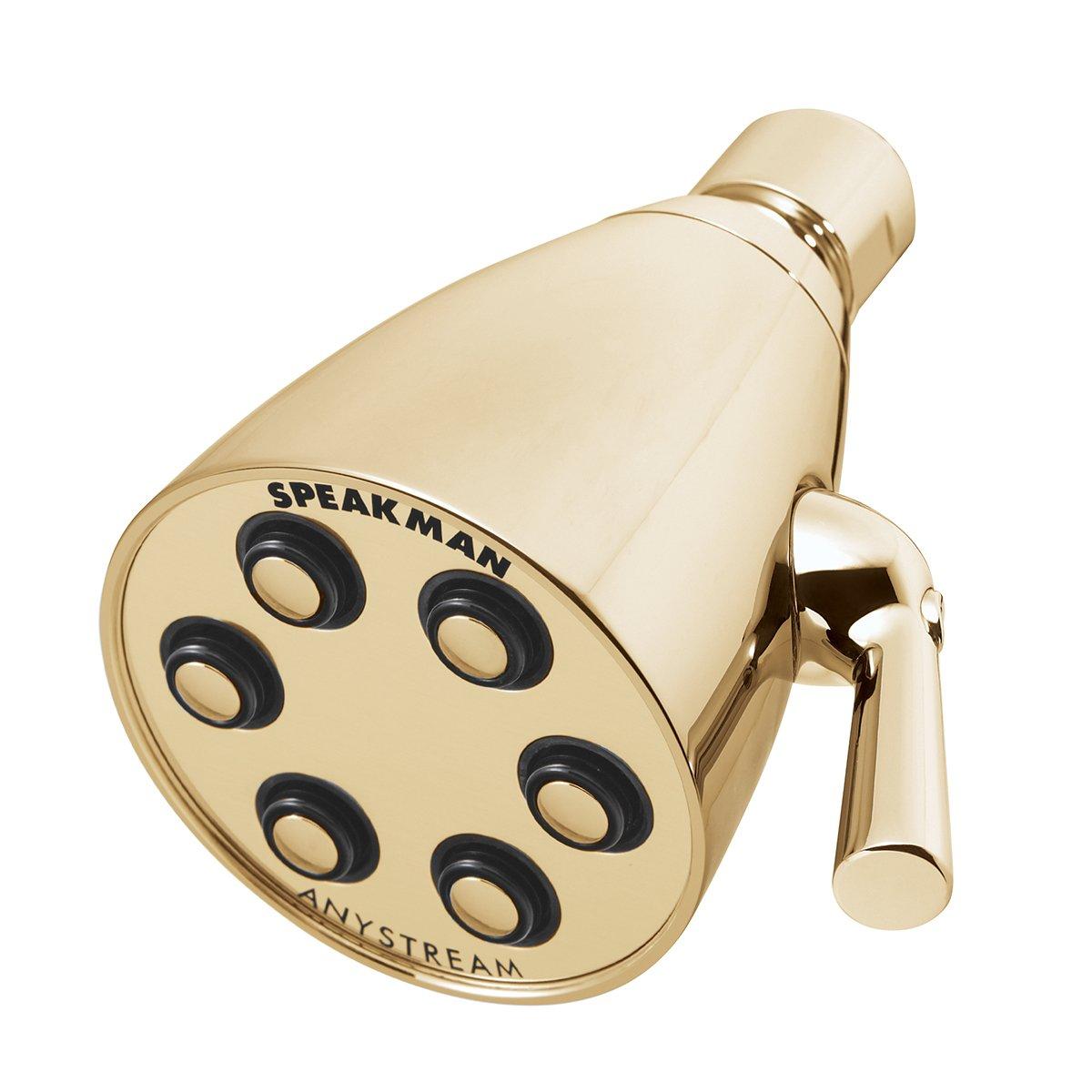 Speakman Speakman S-2252-PB Signature Brass Icon Anystream High Pressure Adjustable Shower Head, Polished Brass, 2.5 GPM