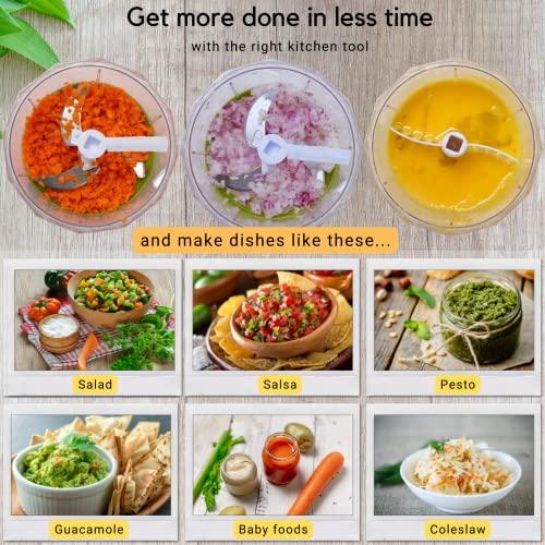 Brieftons Brieftons QuickPull Manual Food Chopper: Large 4-Cup Powerful Hand Pull Chopper/Mincer/Mixer Blender to Chop Onion, Garlic, Vegetables, Fruits, Herbs for Salsa, Salad, Pesto, Puree, Indian Cooking