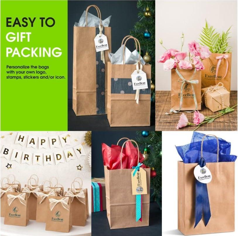 Excellent Packaging & Printing Inc Excellent 200 Pack Brown Paper Bags, 8Lbs Capacity Medium Kraft Paper Lunch Bags, Paper Grocery Bags Bulk, Storage Bags for Party Favor, Snacks, Crafts, Lunch (5.9\"x3.5\"x11\")