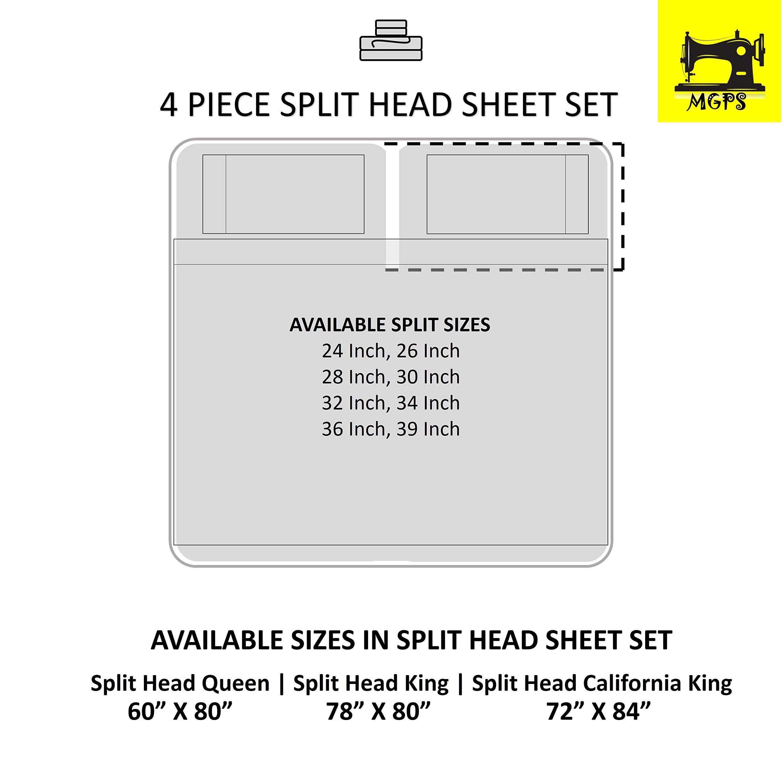 MGPS MGPS Split Head Cal-King Sheets Split Top Cal-King Sheets 800-TC 100% Egyptian Cotton Sheet Set 12-Inch Deep-Pockets Sheets Sets for Adjustable Beds, |30\" Top Split California-King, Chocolate|