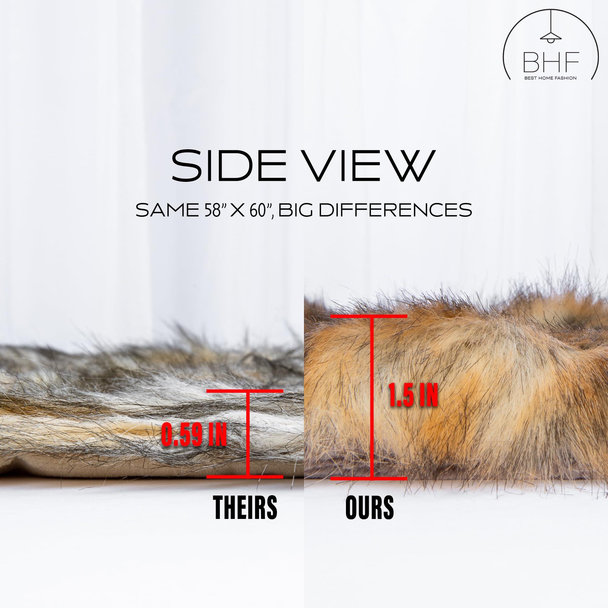 Best Home Fashion Best Home Fashion Heavyweight Super Soft Luxury Faux Fur Oversized Throw Blanket - 58\" W x 84\" L - Iced Fox