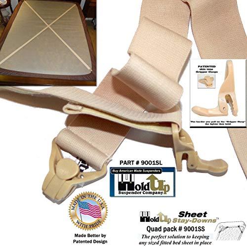 Hold-Up Suspender Co. Hold-Up Brand Crisscross Fitted Sheet Strap Stay-Downs with US Patented Gripper Clasps