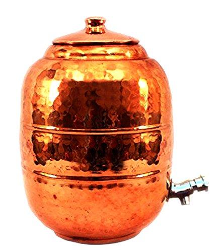 PARIJAT HANDICRAFT Handcrafted Pure Copper Water Dispenser, Storage Pot Tank for Kitchen, Home usage (12-LTR)