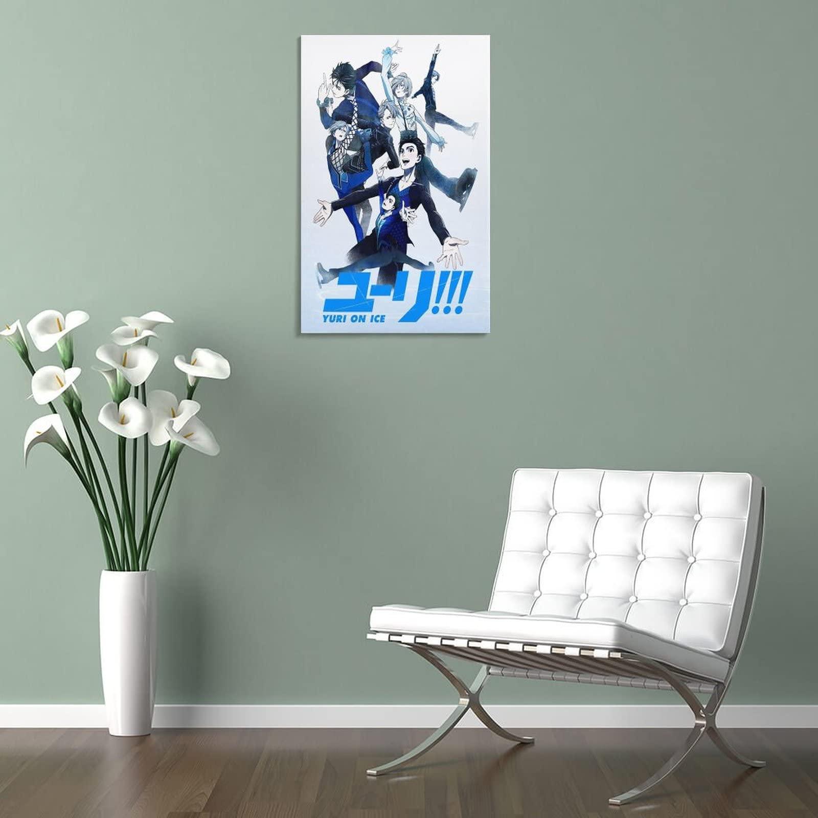 HOUNCPL Anime Posters Yuri On Ice Canvas Prints Yuri On Ice - Group Poster Wall Art Paintings Canvas Wall Decor Home Decor Living Room Decor Aesthetic 24x36inch(60x90cm) Frame