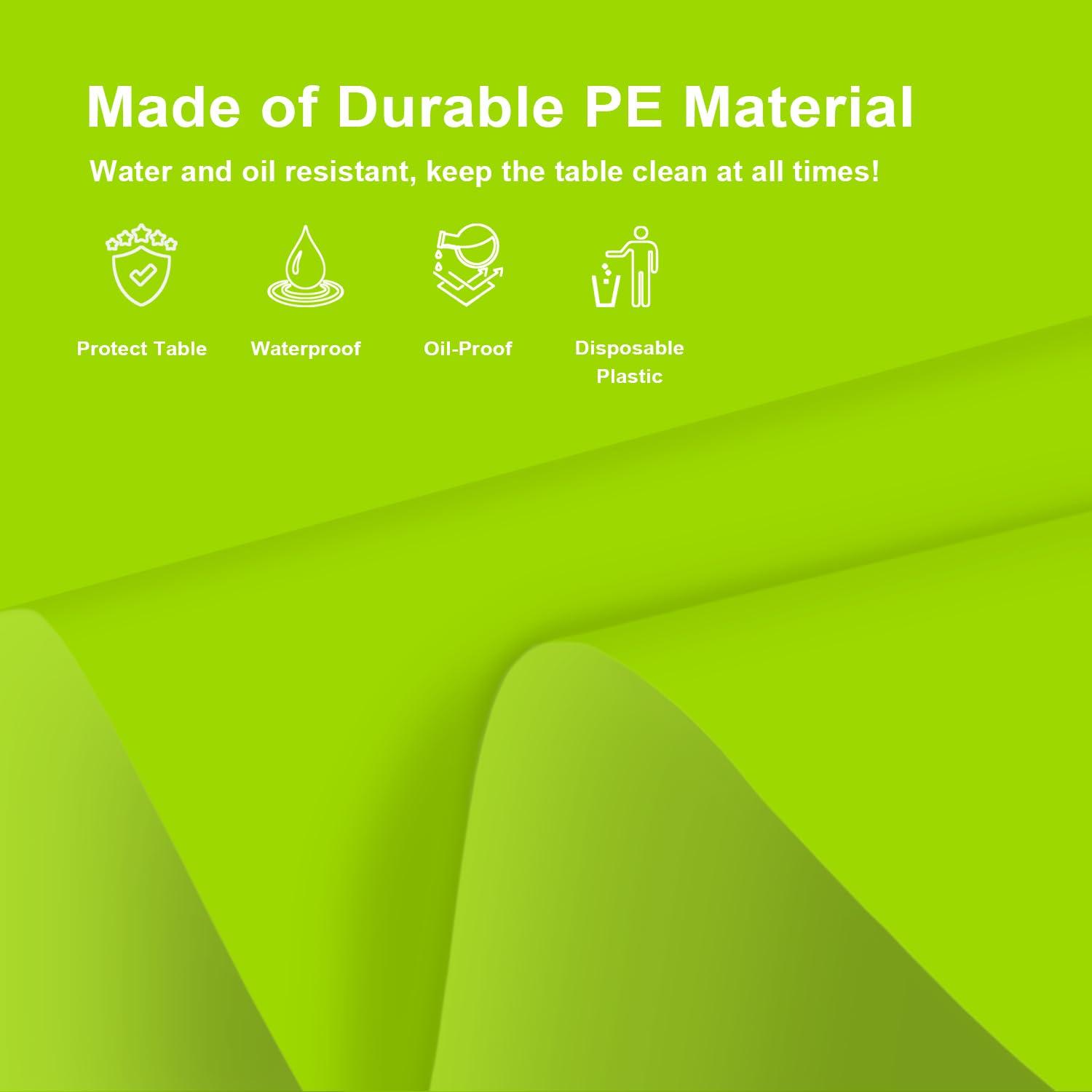 LIKAJON LIKAJON 3 Pack Lime Green Tablecloth, Rectangular Plastic Table Cloths for Parties Disposable, 54x108 in Waterproof Tablecloth for Birthday Party Baby Shower Picnic Valentines