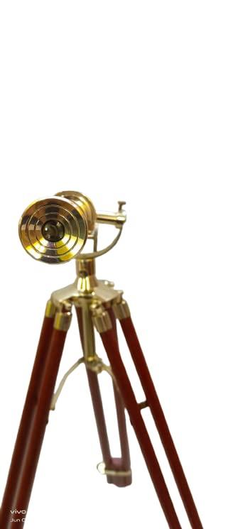 Generic Maritime Brass Antique Designer Telescope Brown Tripod Solid Wood Retro Brass Telescope New Handmade - Antique Collectibles
