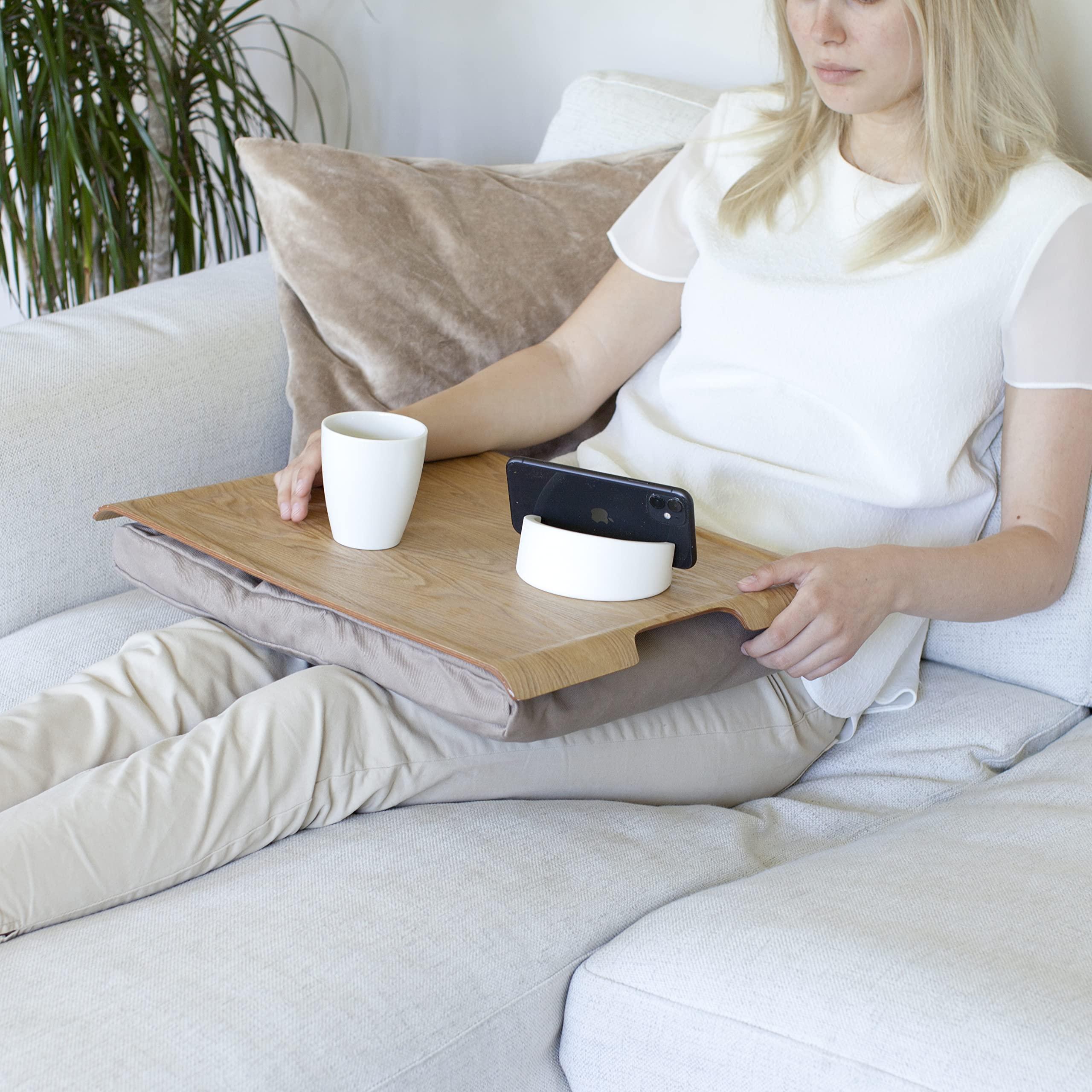 bosign Natural Wooden Lap Tray - Natural Wood and Cushion