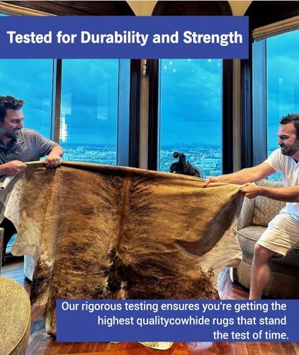 Cowhides Direct Cowhides Direct Genuine Cowhide Rug (Salt & Pepper) - Authentic Cow Rug with Non-Slip Suede Backing - Cow Rugs for Living Room, Bedroom & More - Decorative Rug (Black, 6x6 L)