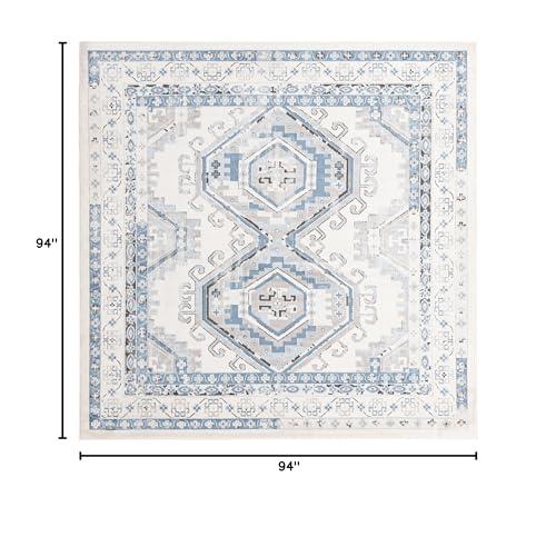 Rugs.com Rugs.com Charlotte Collection Rug 8 Ft Square Aqua Low-Pile Rug Perfect for Living Rooms, Kitchens, Entryways