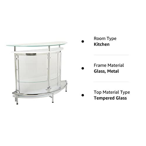Coaster Home Furnishings Coaster Home Furnishings Amarillo Contemporary Glass Top Freestanding Home Bar Cabinet White 101066