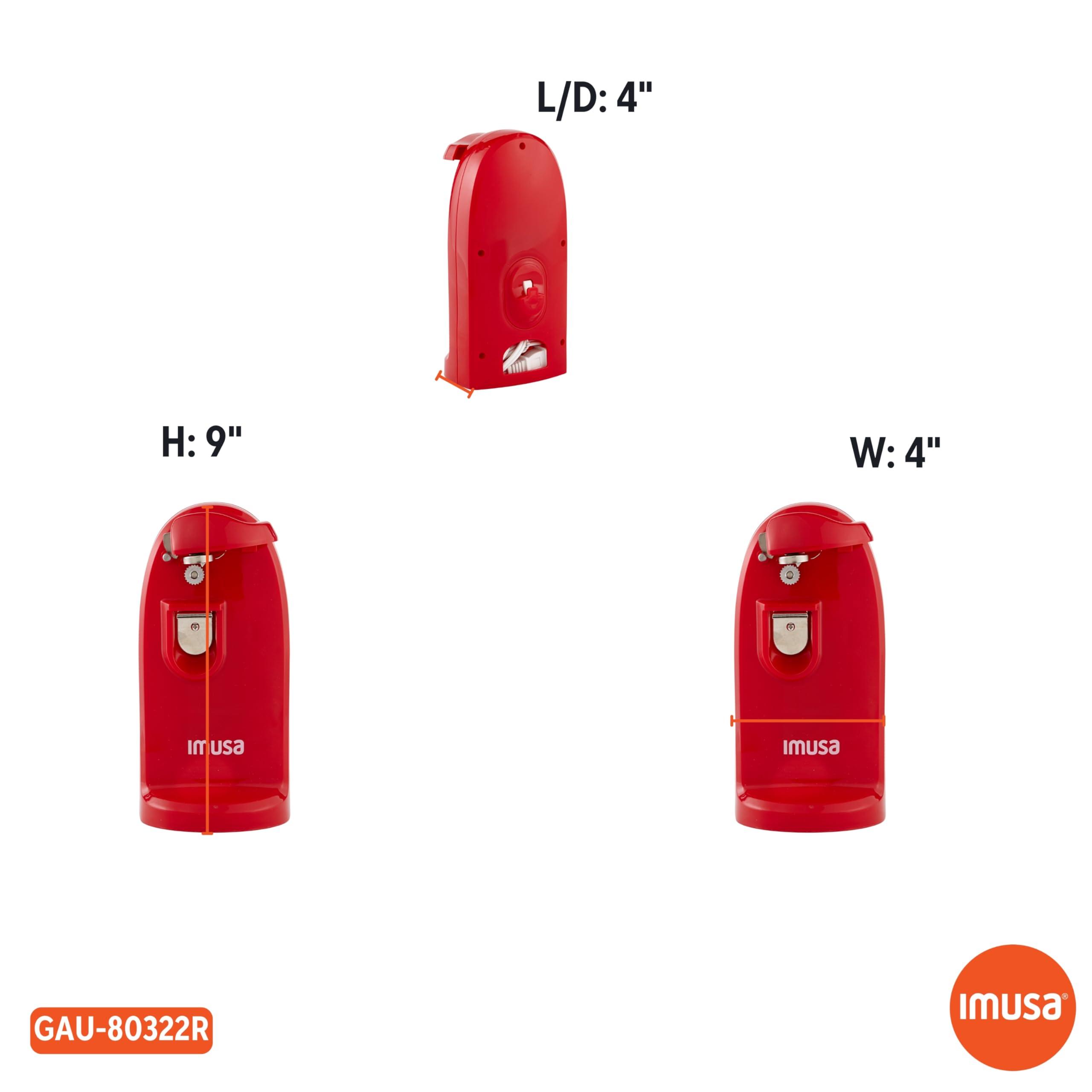Imusa IMUSA USA Electric Can Opener with Bottle Opener and Knife Sharpener, Red Small