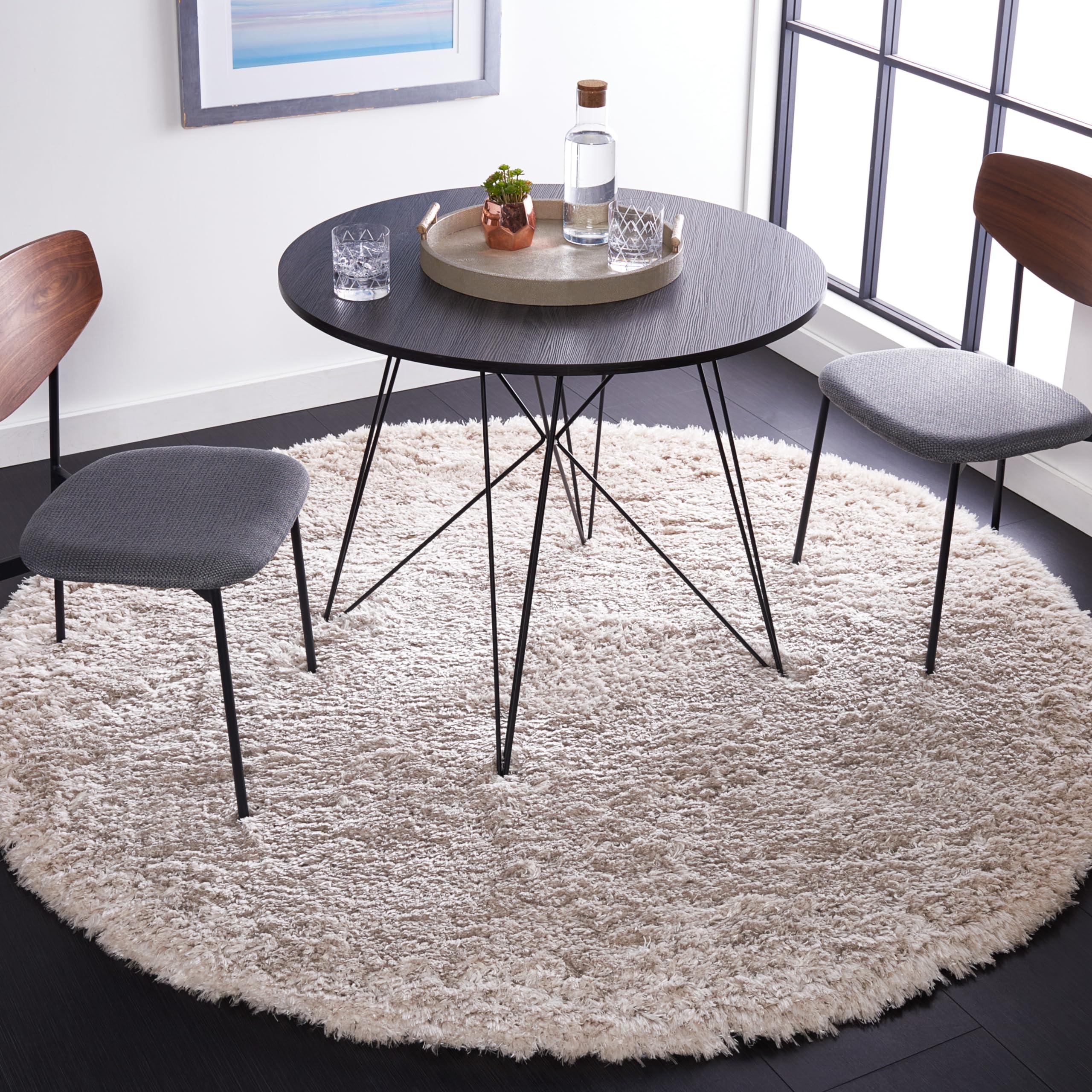 Safavieh SAFAVIEH Flokati Shag Collection 6'7" Round Beige FLK950E Solid 2.75-inch Thick Area Rug