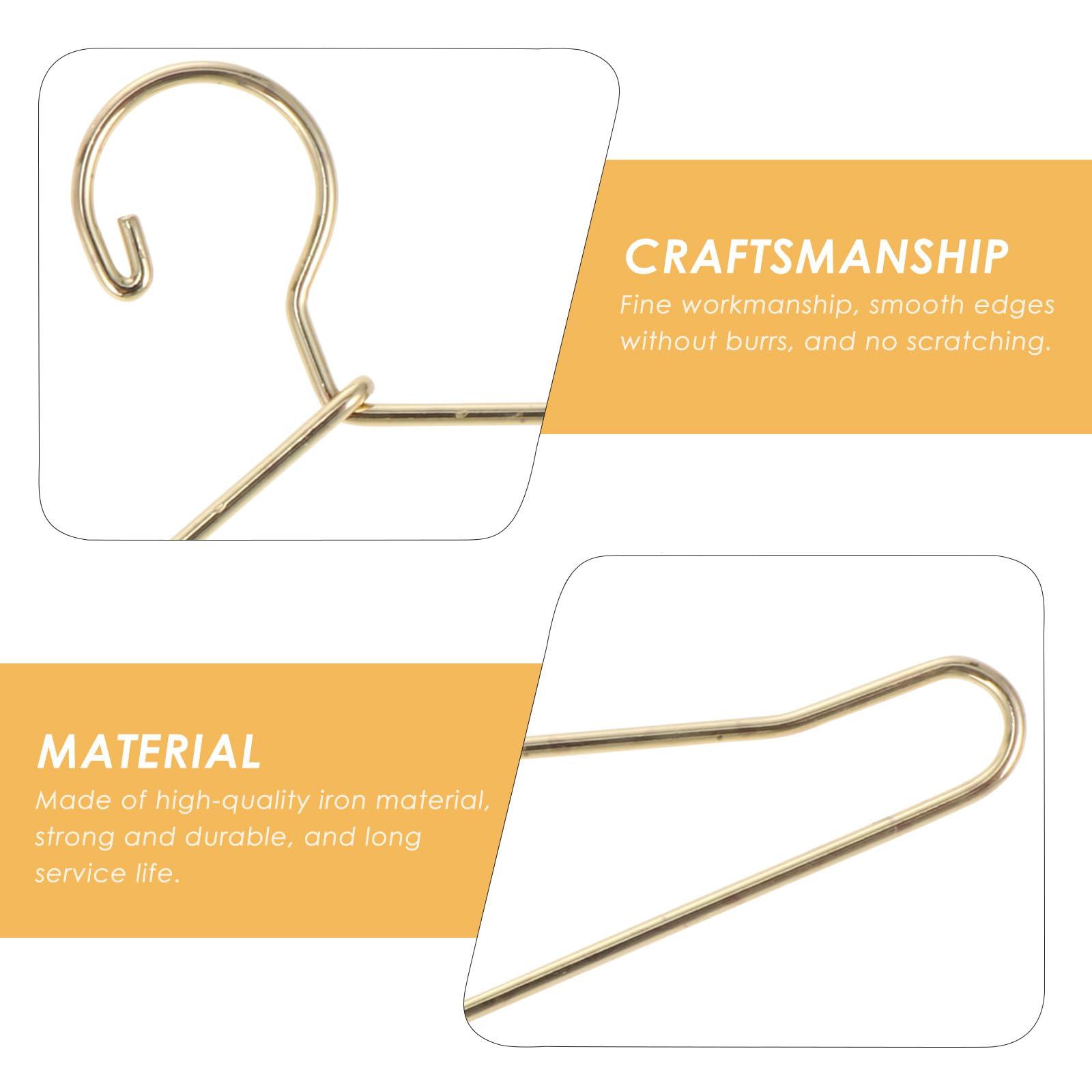 EXCEART 20 Pcs Doll Clothes Hanger Metal Doll Outfit Hanger Wardrobe Doll Clothes Accessories Wire Hangers,Clothes Hanger,Coat Hanger,Metal Hangers for Doll Clothes Gown Dress Outfit 65mm Golden