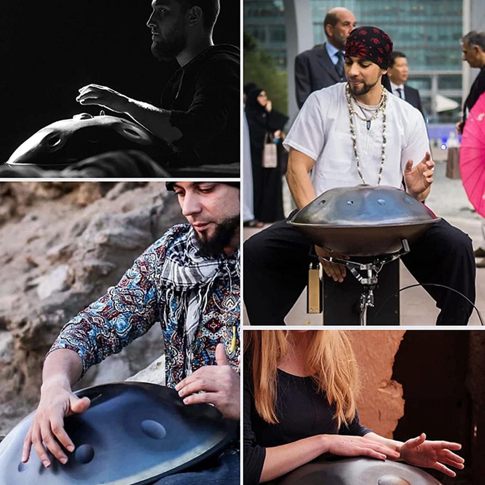 YUZDNM 432 Hz Handpan Steel Drum, 9/10/12/14 Notes 22 Inch \'\'Gold Performer\'\' In D Minor, Golden Handpan Drum Percussion, With Soft Handpan Case, Durable Handpan Stand And Dust-Free Cloth(Gold,9Notes)