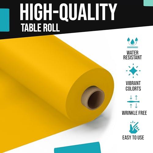 Exquisite Exquisite Yellow Plastic Table Cover Roll 40\" X 300\' Table Cloth Plastic Cover Roll - Premium Quality Banquet Rolls - Disposable Tablecloth Rolls - Table Cloth Rectangle Table Rolls