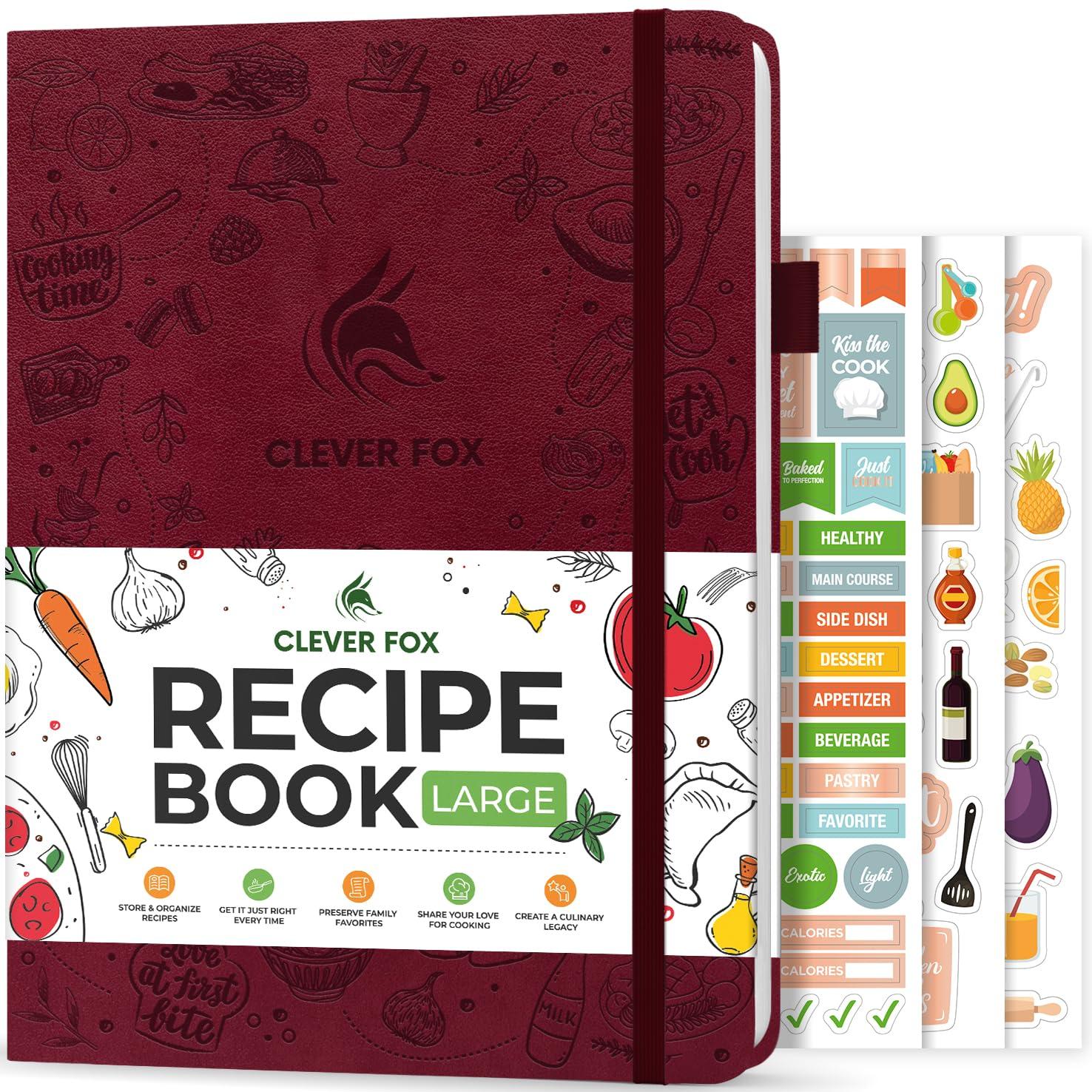 Clever Fox Clever Fox Recipe Book Make Your Own Family Cookbook Blank Recipe Notebook Organizer Empty Cooking Journal to Write In Recipes Large Size, 8.5x11.2, Hardcover, Burgundy