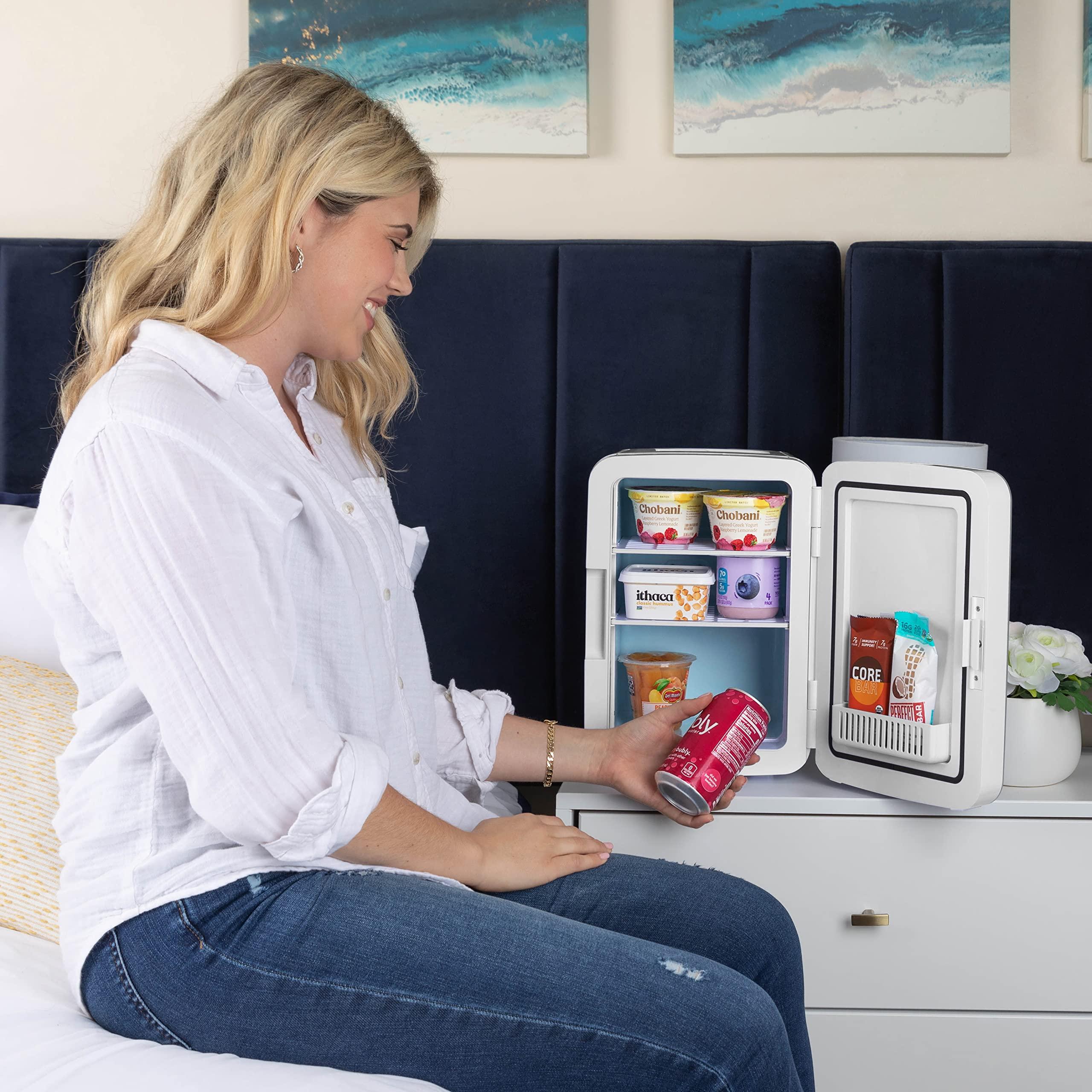 Cooluli Cooluli 10L Mini Fridge for Bedroom - Car, Office Desk & Dorm Room 12v Portable Cooler Warmer Food, Drinks, Skincare, Beauty Makeup AC/DC Small Refrigerator with Glass Front, Fractal Pink