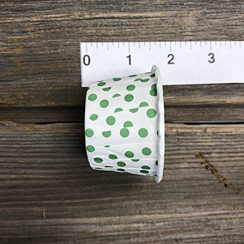 Outside the Box Papers Candy Nut Christmas Paper Cups - 48 MINI Baking Paper Treat Cups - Green and White Dot - 2 x 1.5 Inches - 48 Pack