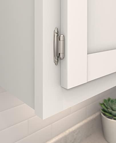 Amerock Amerock | Cabinet Hinge | 3/8 inch (10 mm) Inset Hinge | Satin Nickel | 10 Pack | Self-Closing Hinge | Face Mount Hinge | Cabinet Door Hinge