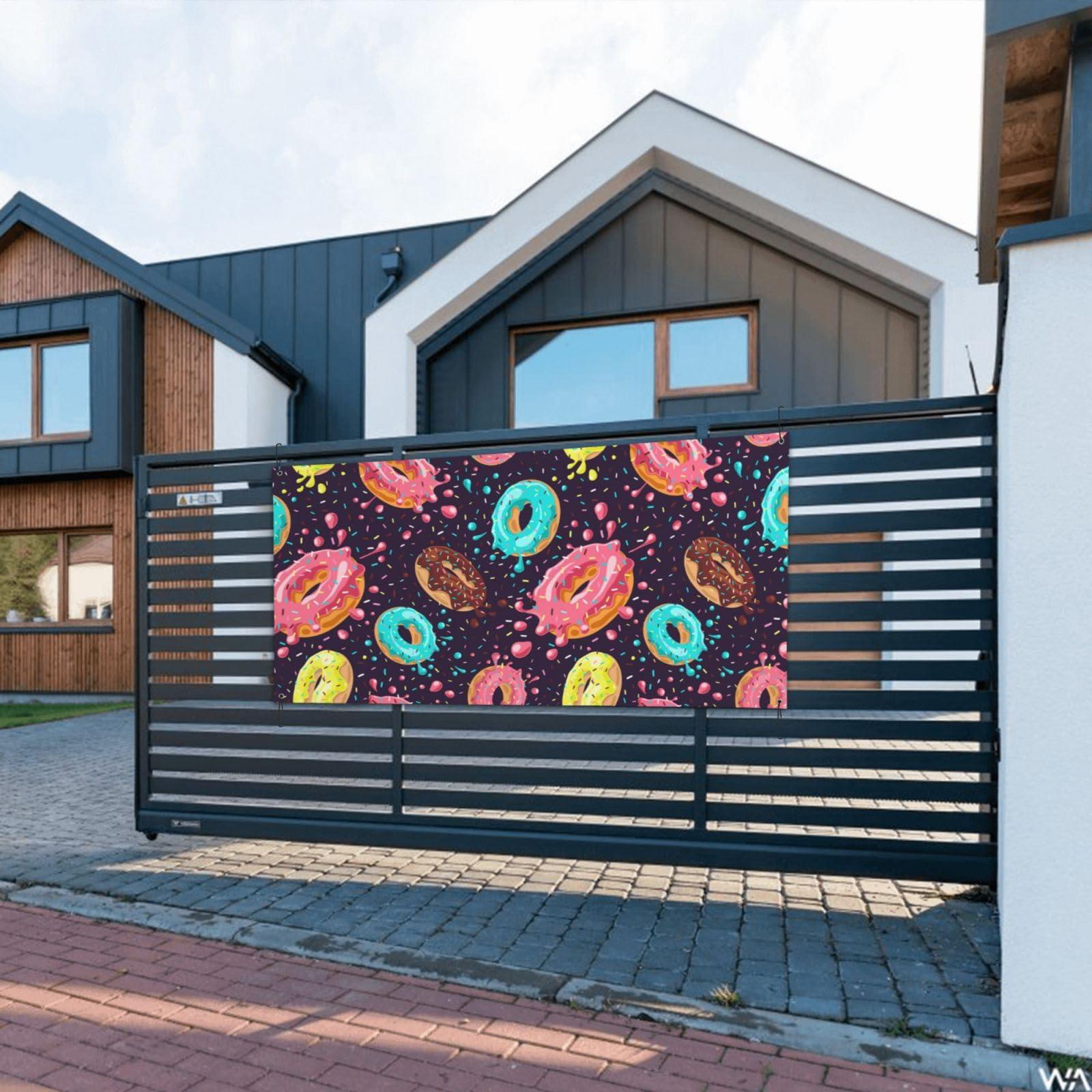 FGDIUCVN FGDIUCVN Donat Banner,Happy Birthday Banner for Men Women Congratulations Banner Graduation Banner Funny Banners for Room Outside Wall Hanging Party Backdrop Decorations(24x47 in)