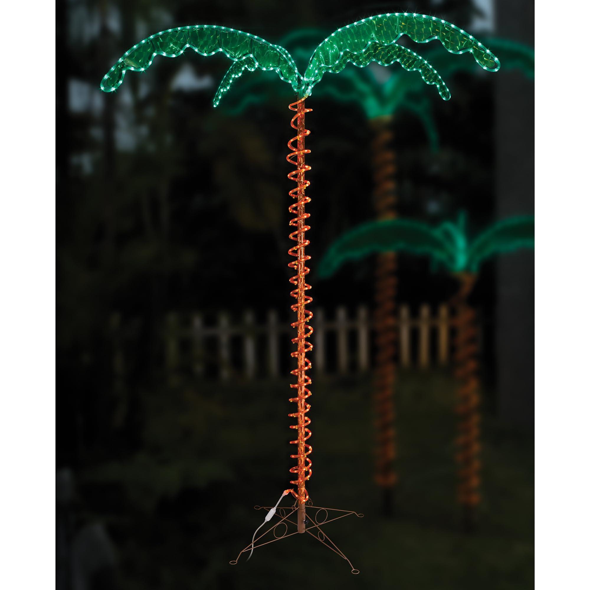 Trailer Life Trailer Life Light Up Palm Tree | Indoor Outdoor LED Decor | 7ft Tall x 5'9" Wide | Preassembled PVC Leaves & Coiled Rope Light