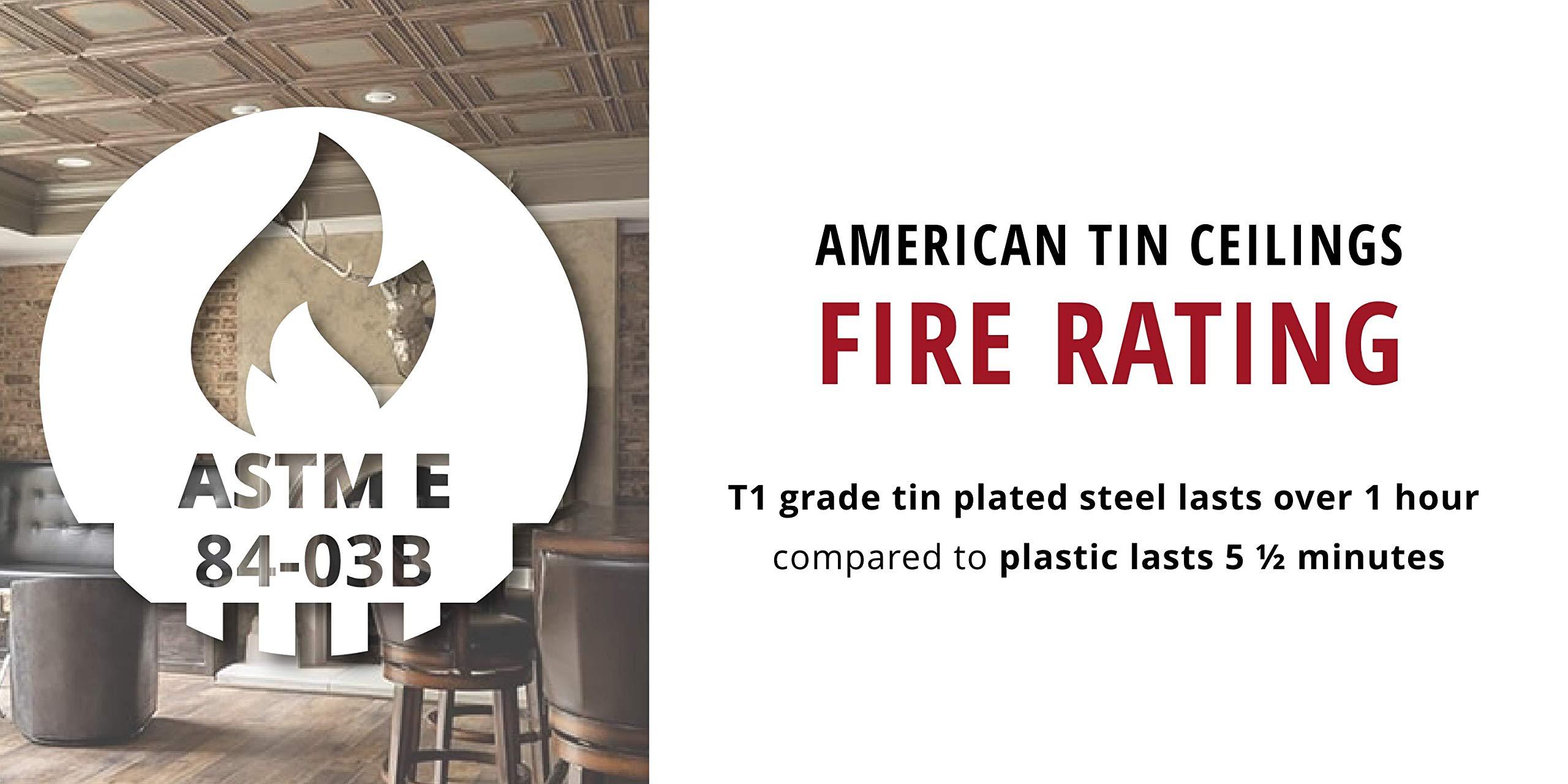 American Tin Ceilings American Tin Ceilings [5 Pack] 24\" x 24\" Tin Nail-Up Ceiling Tiles | Pattern #1 Rustic Copper Square Pattern Design with Modern Beveled Squares for Ceilings & Kitchens - Made in USA | kit-n-p01-crt