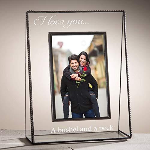 J Devlin Glass Art J Devlin Clear Engraved Glass Picture Frame - I Love You Bushel and a Peck Message Available in Several Sizes Landscape or Portrait (5x7 Vertical Photo)