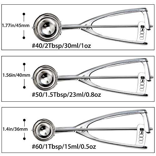 Saebye Cookie Scoop Set, Small/1 Tbsp, Medium/1.5 Tbsp, Large/2 Tbsp, Cookie Scoops for Baking Set of 3, Cookie Dough Scoop