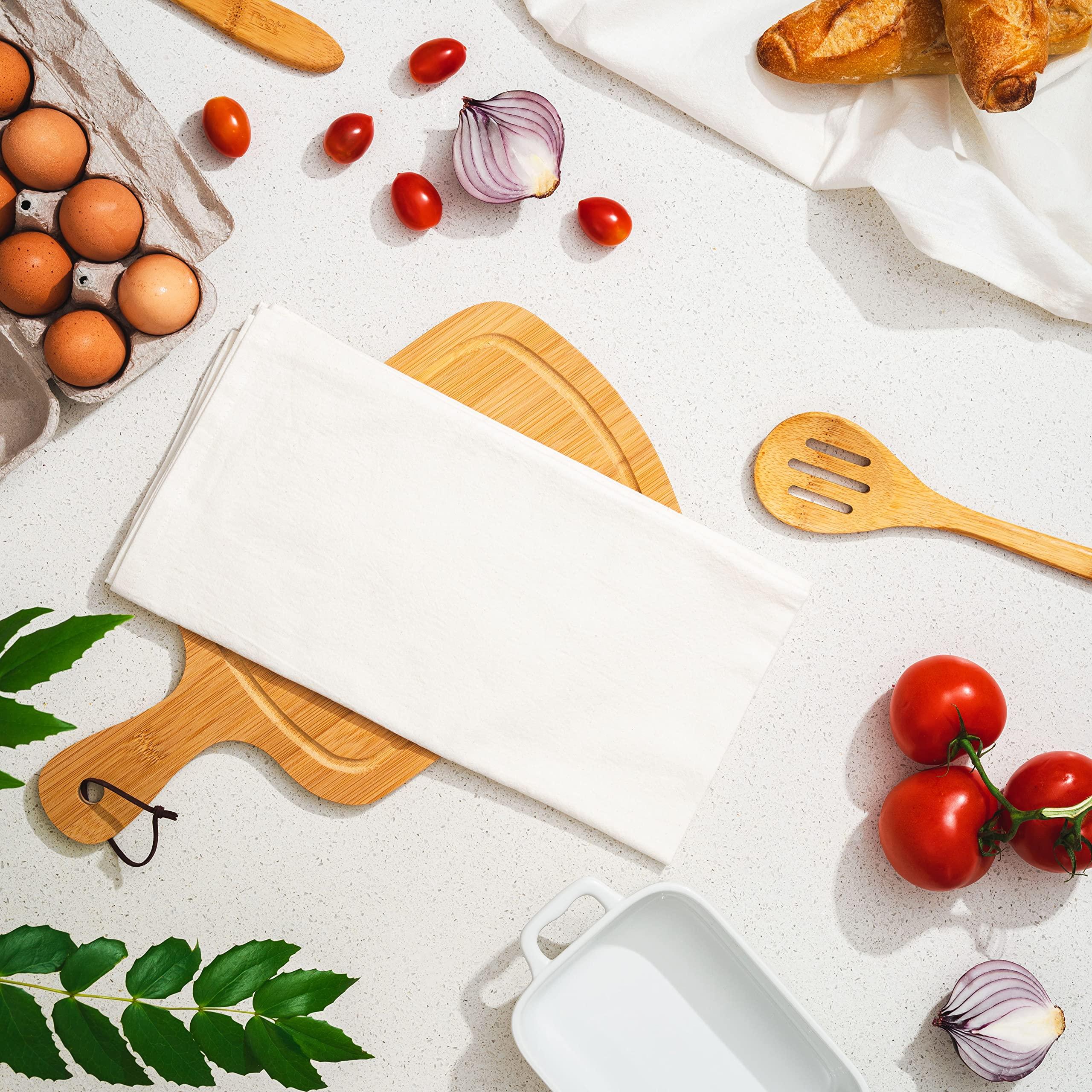 Organic Cotton Mart Organic Cotton Flour Sack Kitchen Towels - 10 Pack, Off-White Organic Cotton Tea Towels - Extra Large Flour Sack Cotton Dish Towels- Lint-Free Unbleached Kitchen Towels - 27\"x27\" (Off-White - 10 Pack)