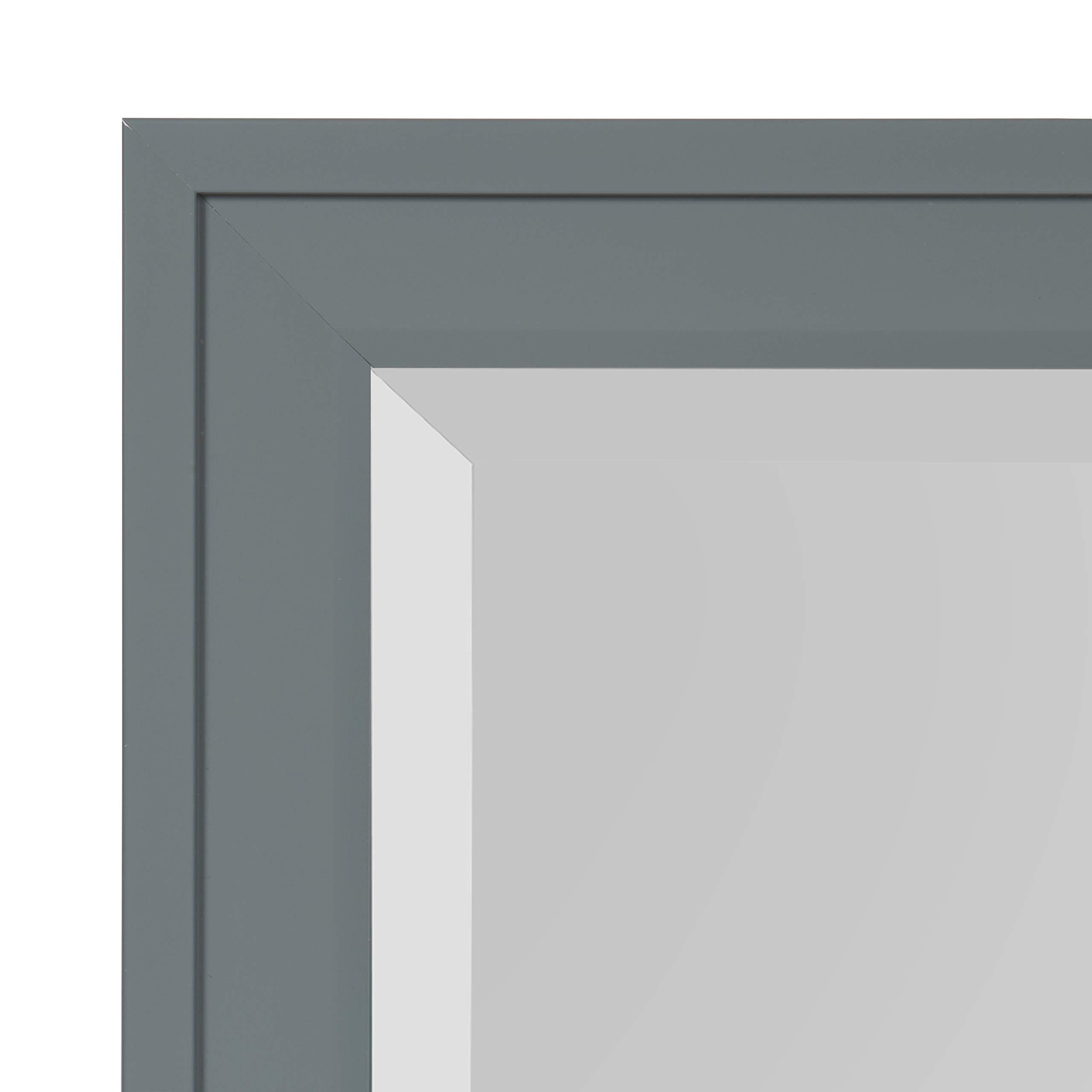 DesignOvation DesignOvation Bosc Framed Decorative Rectangle Wall Mirror, 22 x 28, Gray, Transitional Rectangular Vanity Mirror for Use as Bathroom Mirror for Over Sink or Refined Entryway Mirror